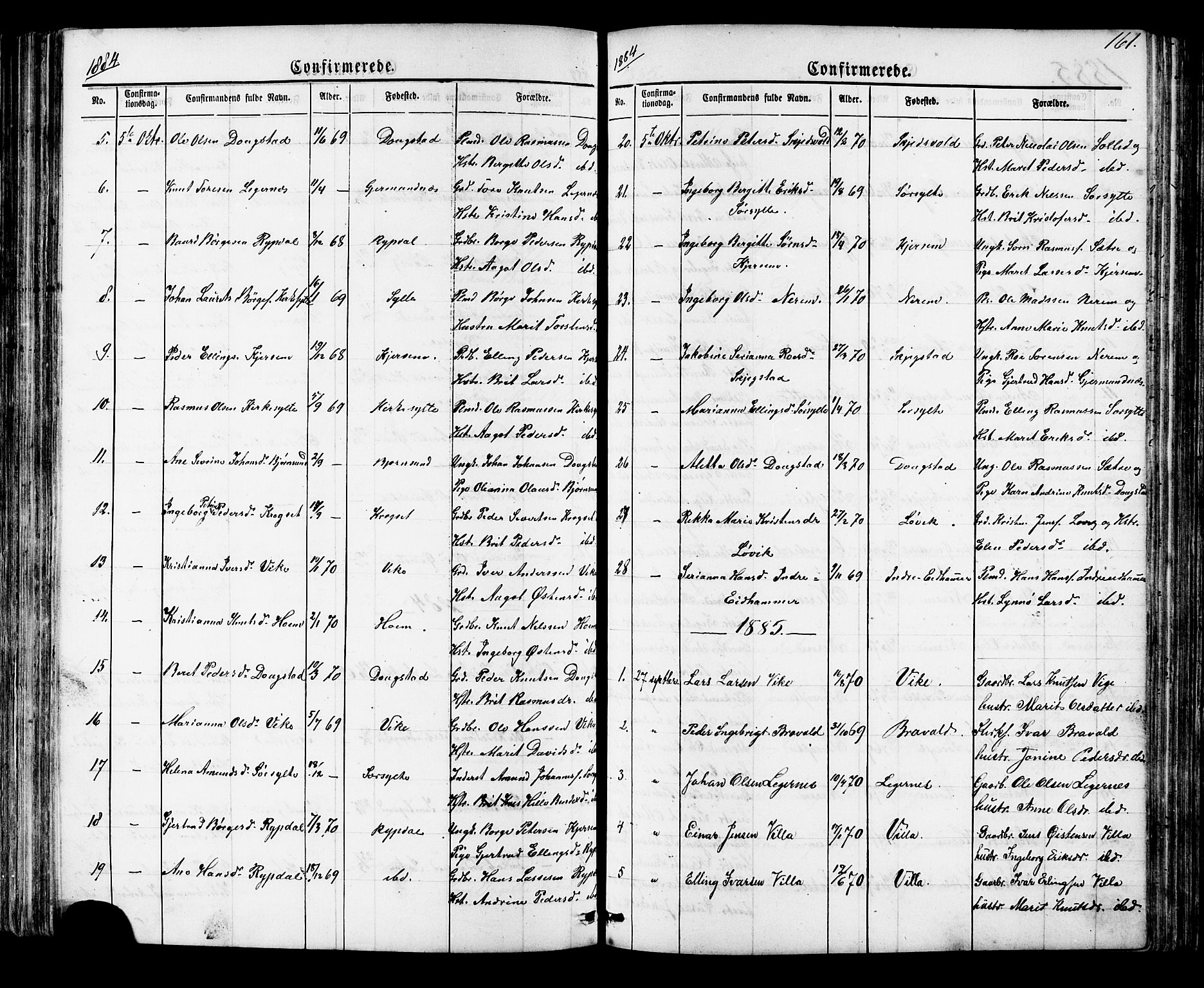 Ministerialprotokoller, klokkerbøker og fødselsregistre - Møre og Romsdal, SAT/A-1454/541/L0547: Parish register (copy) no. 541C02, 1867-1921, p. 161