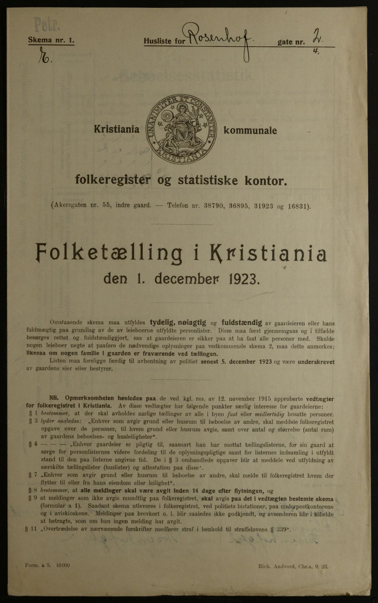 OBA, Municipal Census 1923 for Kristiania, 1923, p. 92378