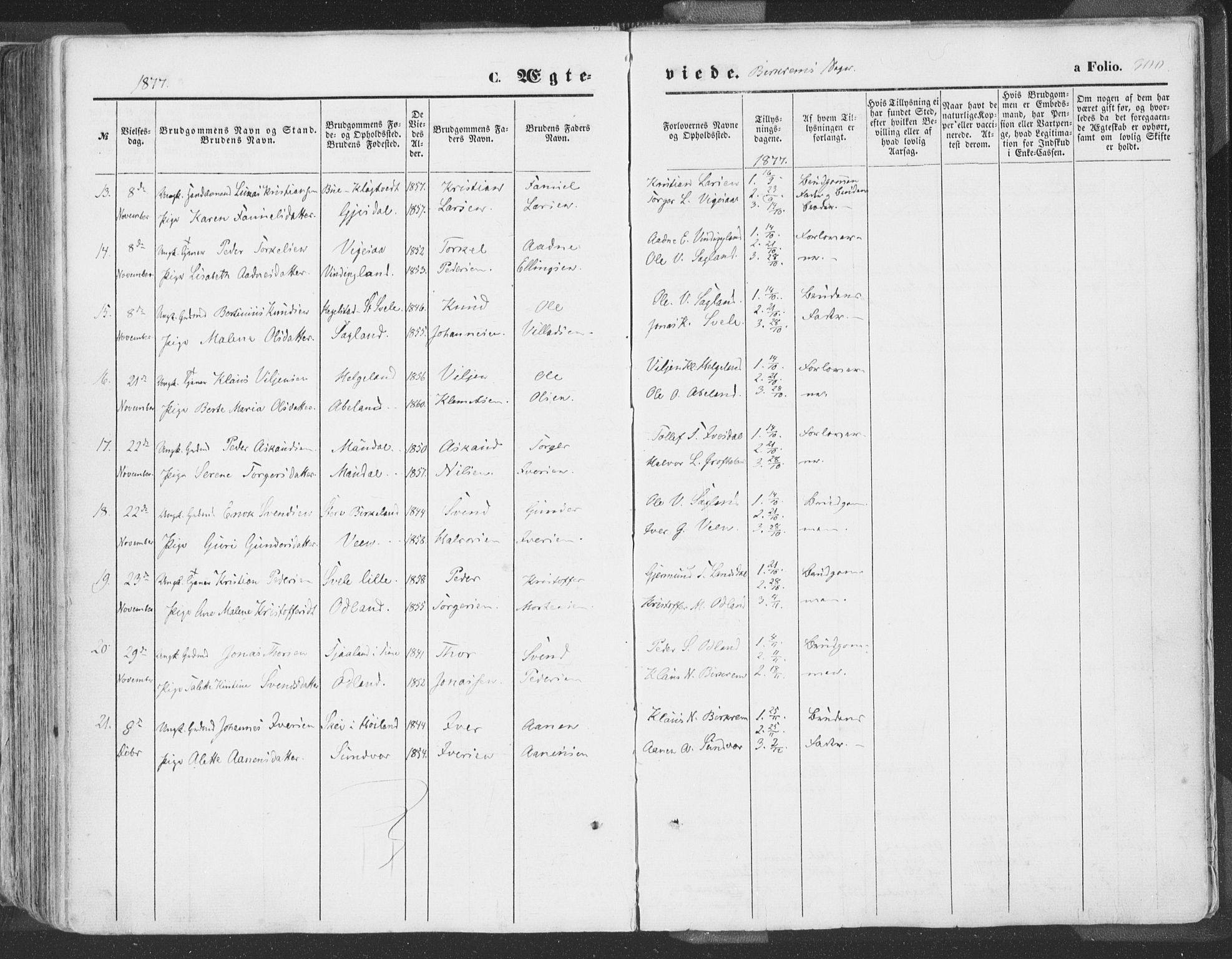Helleland sokneprestkontor, AV/SAST-A-101810: Parish register (official) no. A 7.1, 1863-1886, p. 300