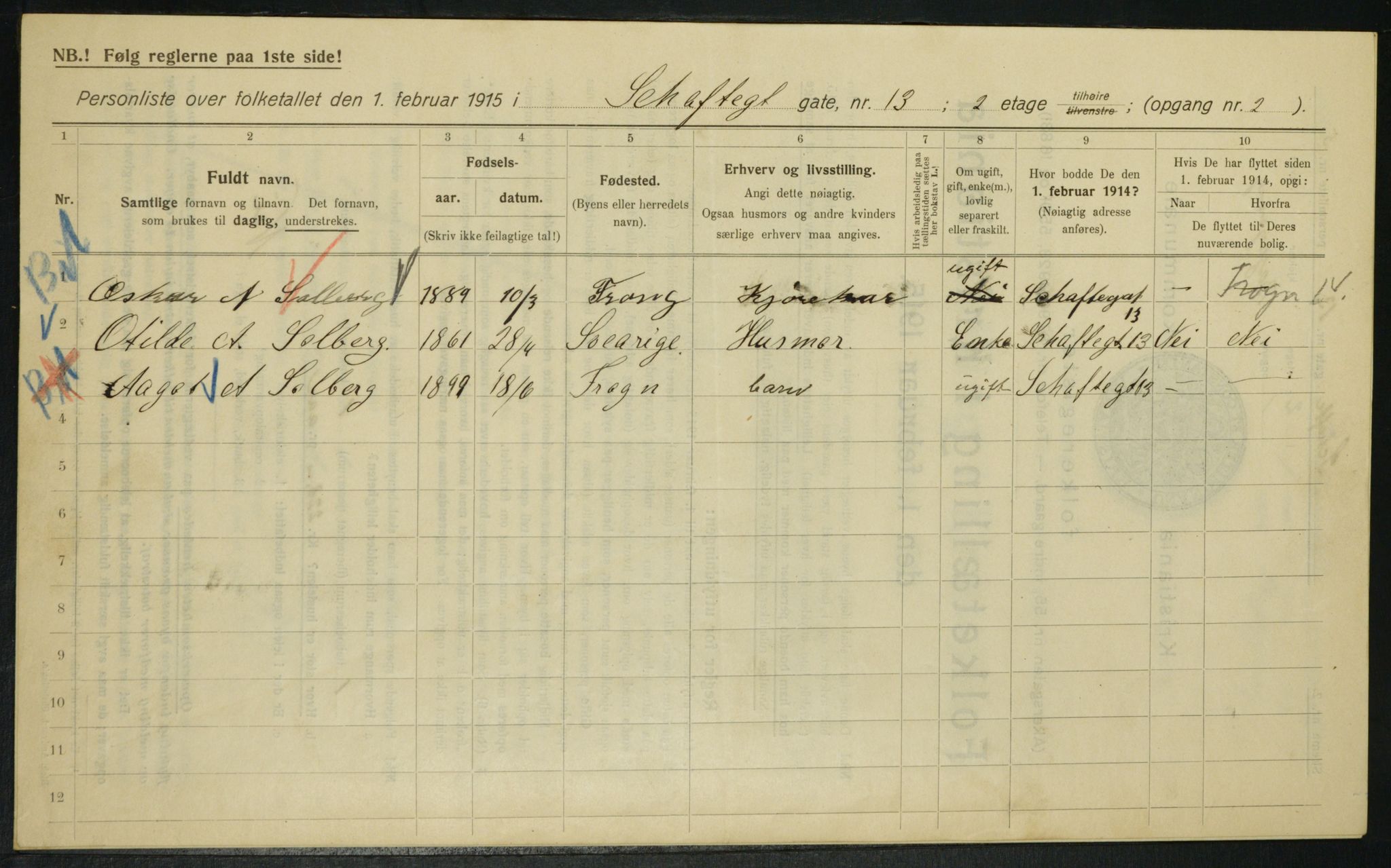 OBA, Municipal Census 1915 for Kristiania, 1915, p. 89050