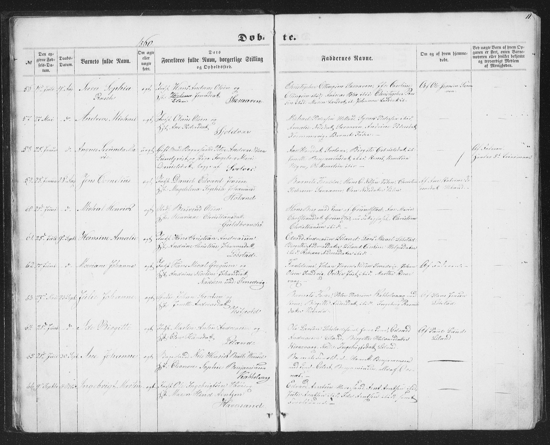 Ministerialprotokoller, klokkerbøker og fødselsregistre - Nordland, AV/SAT-A-1459/874/L1073: Parish register (copy) no. 874C02, 1860-1870, p. 11