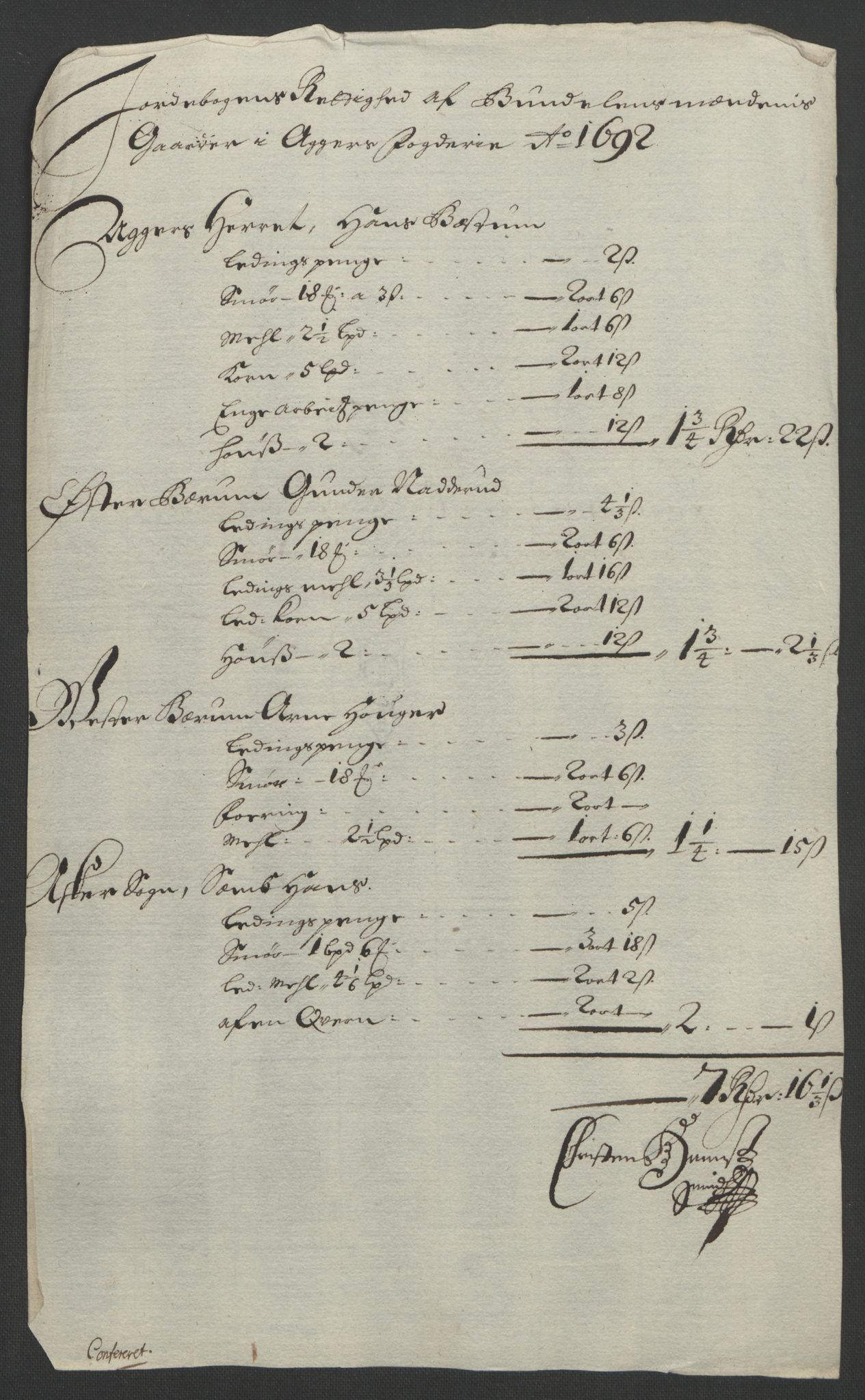Rentekammeret inntil 1814, Reviderte regnskaper, Fogderegnskap, AV/RA-EA-4092/R08/L0426: Fogderegnskap Aker, 1692-1693, p. 153