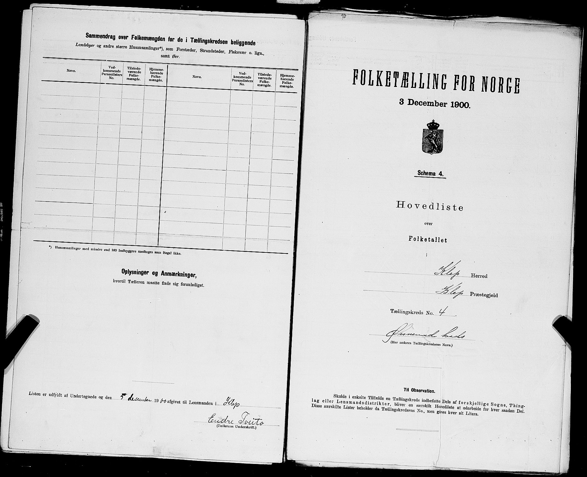 SAST, 1900 census for Klepp, 1900, p. 23