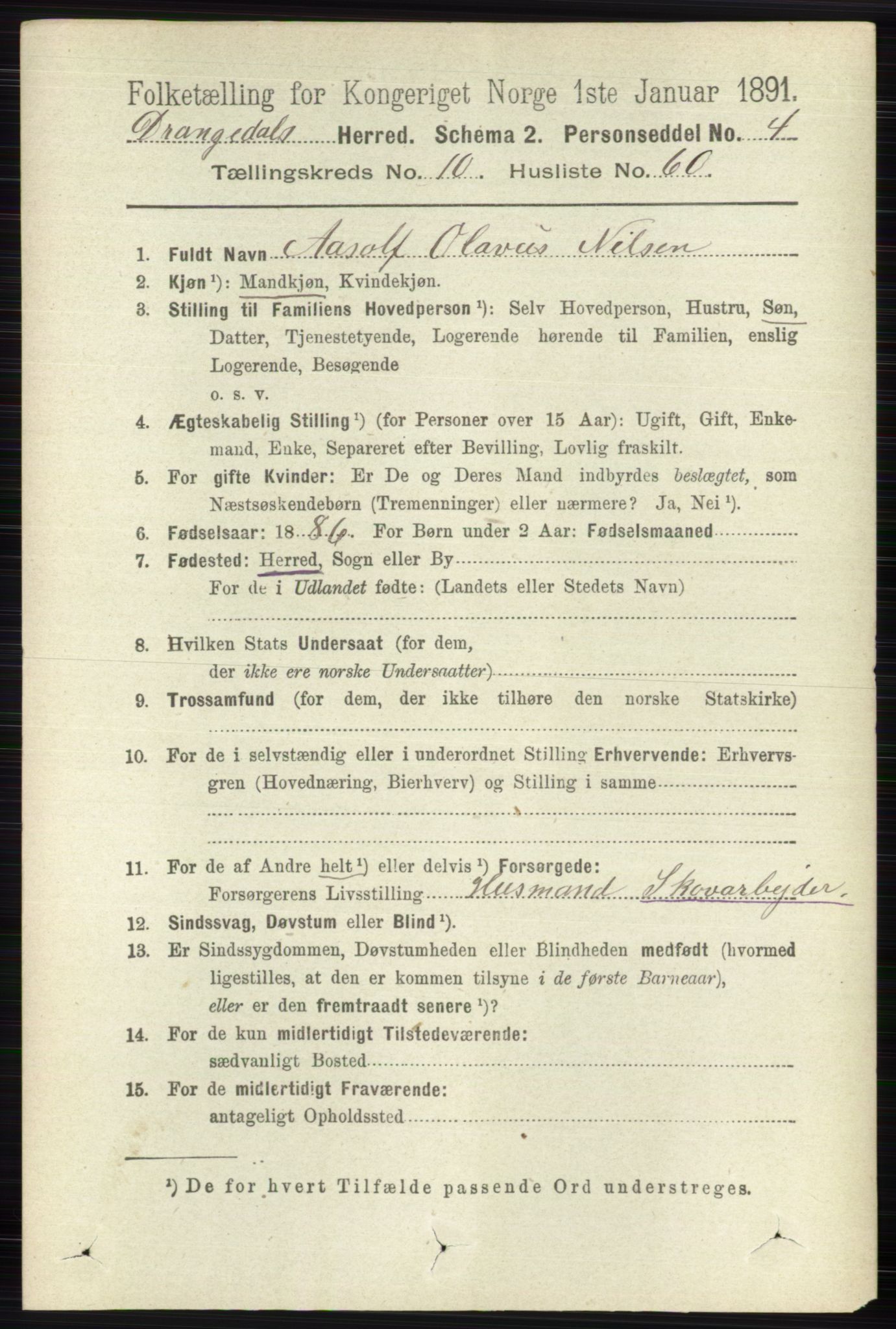 RA, 1891 census for 0817 Drangedal, 1891, p. 3803