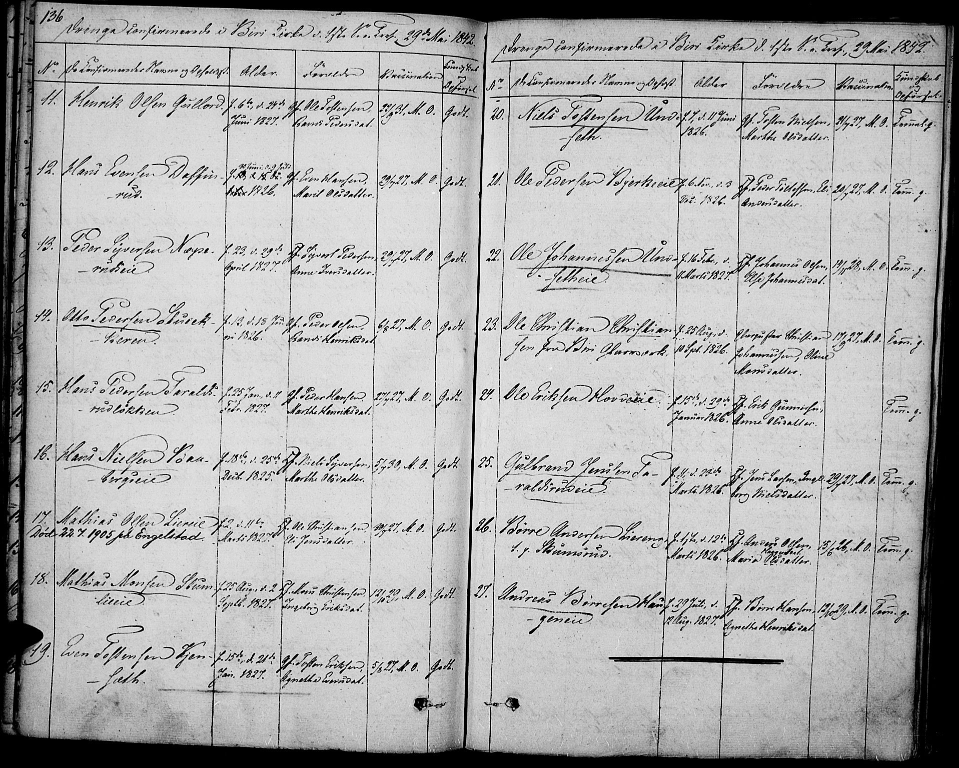 Biri prestekontor, AV/SAH-PREST-096/H/Ha/Haa/L0004: Parish register (official) no. 4, 1829-1842, p. 136