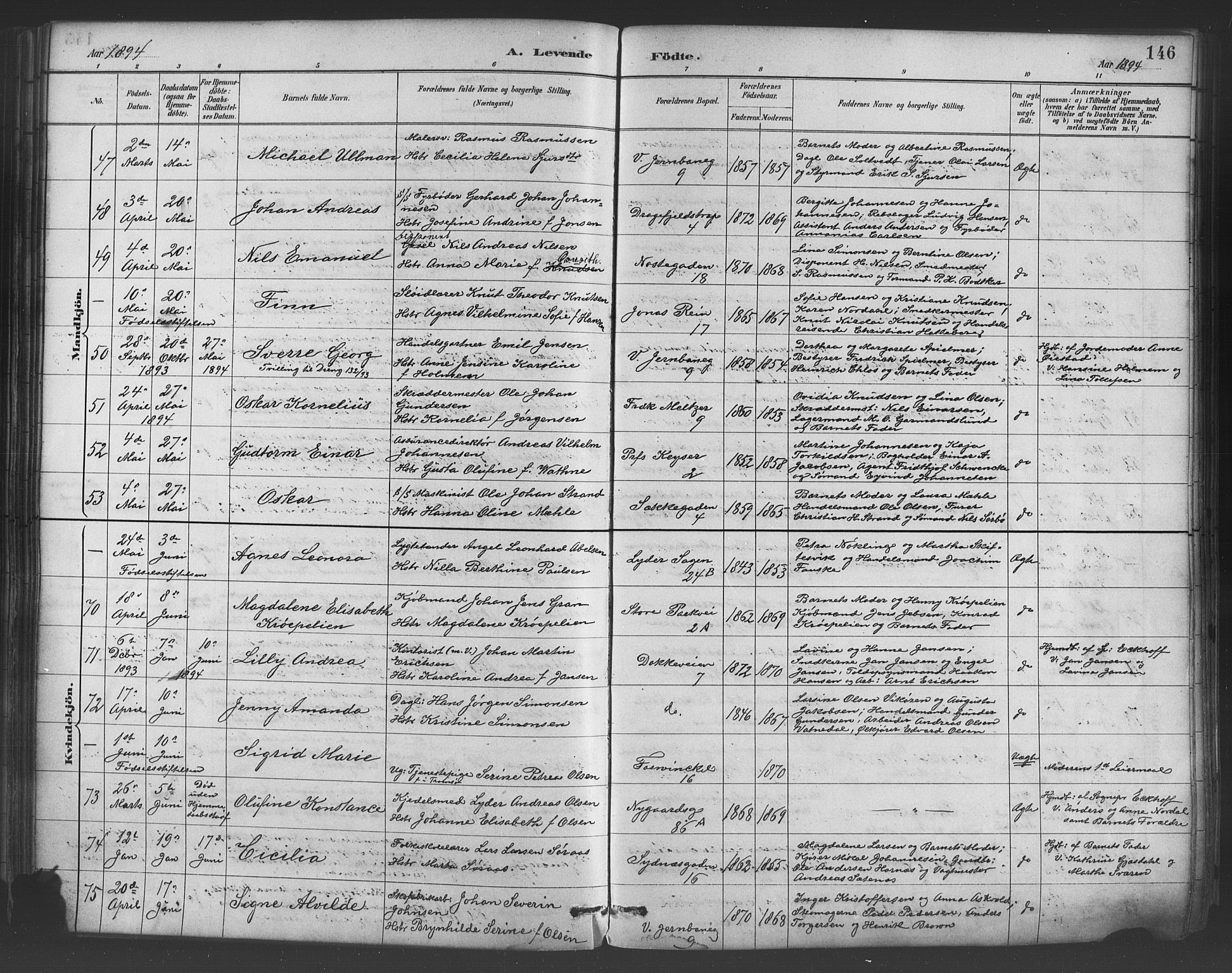 Johanneskirken sokneprestembete, SAB/A-76001/H/Hab: Parish register (copy) no. A 1, 1885-1900, p. 146