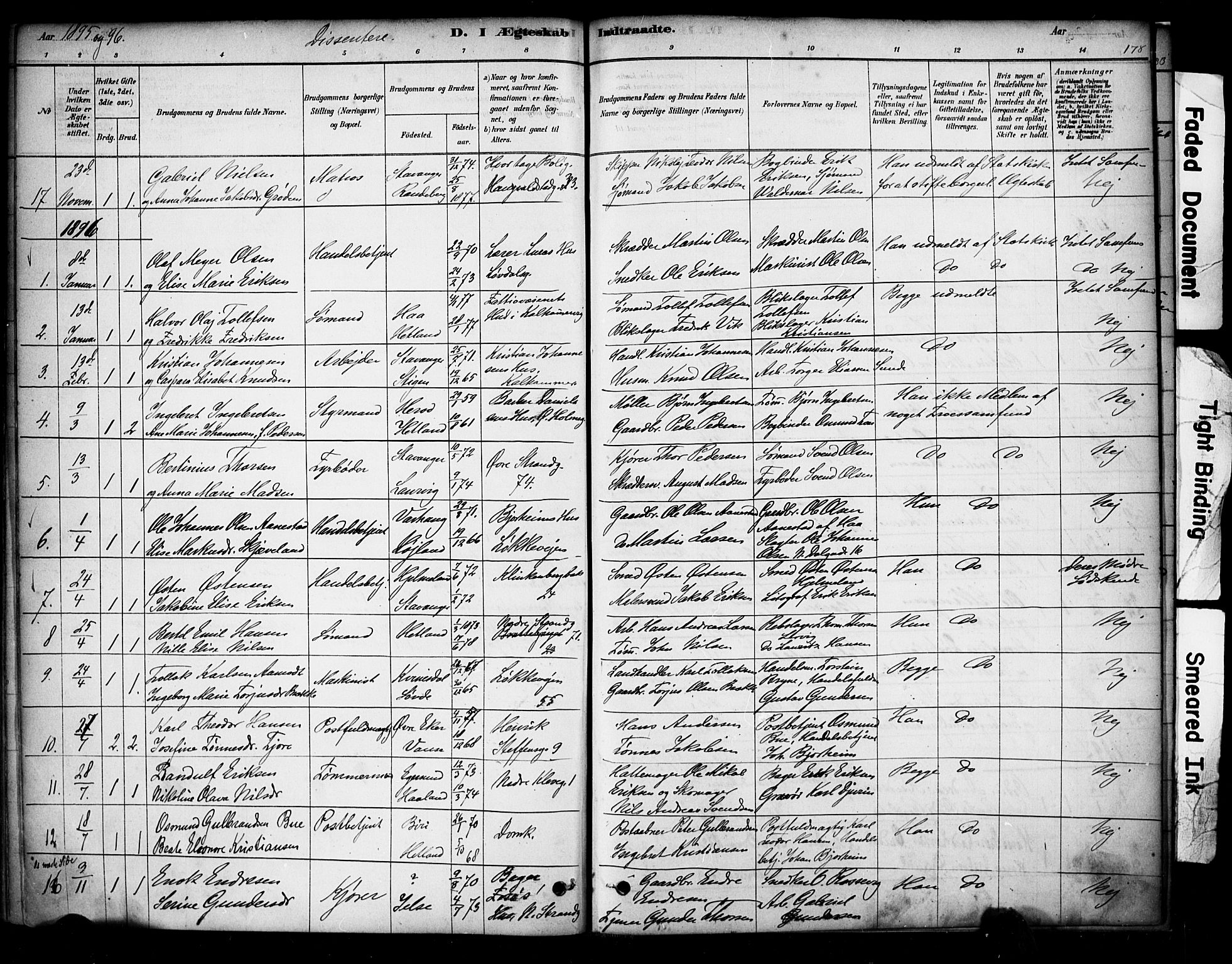 Domkirken sokneprestkontor, SAST/A-101812/001/30/30BA/L0029: Parish register (official) no. A 28, 1878-1904, p. 178