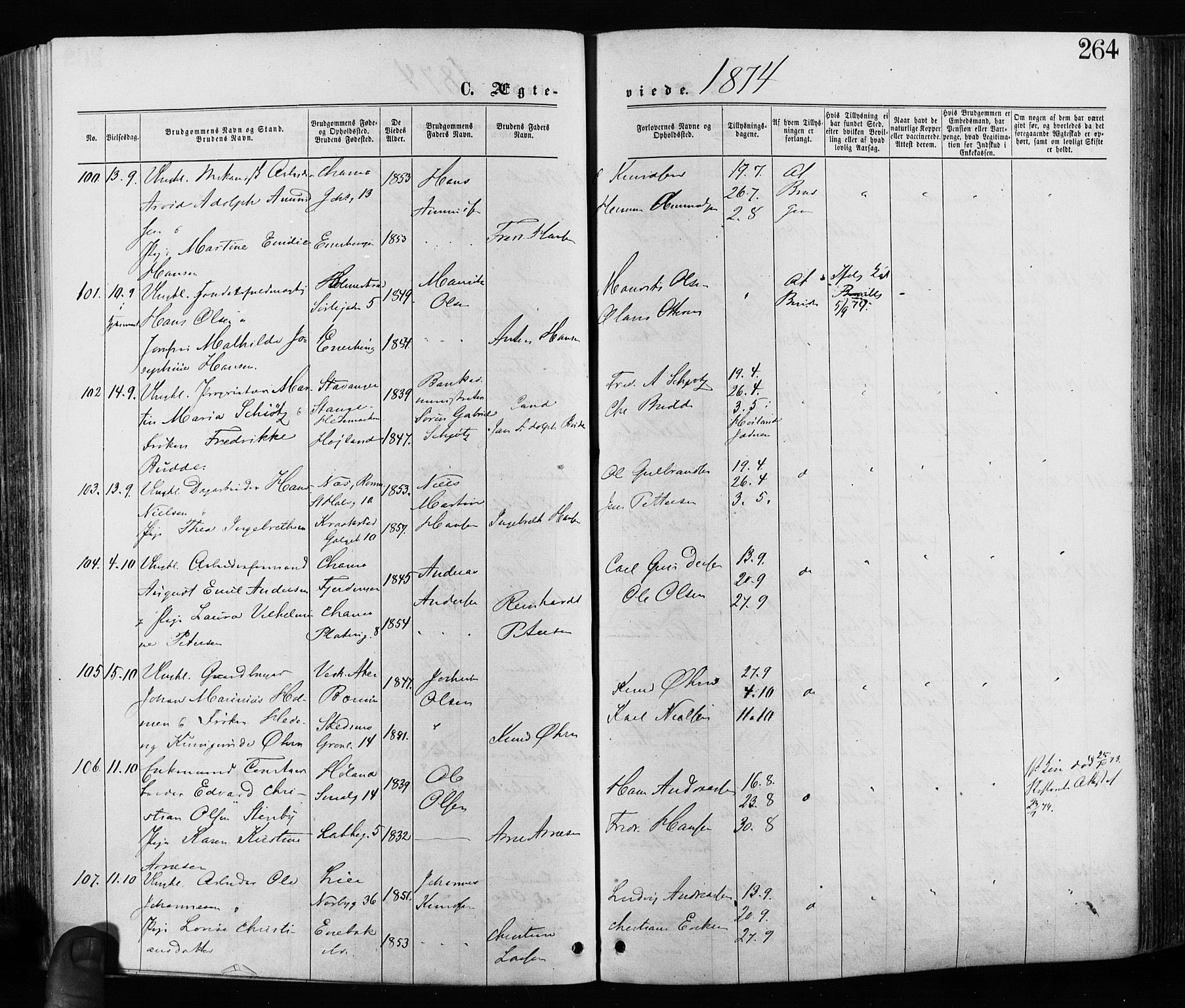 Grønland prestekontor Kirkebøker, SAO/A-10848/F/Fa/L0005: Parish register (official) no. 5, 1869-1880, p. 264