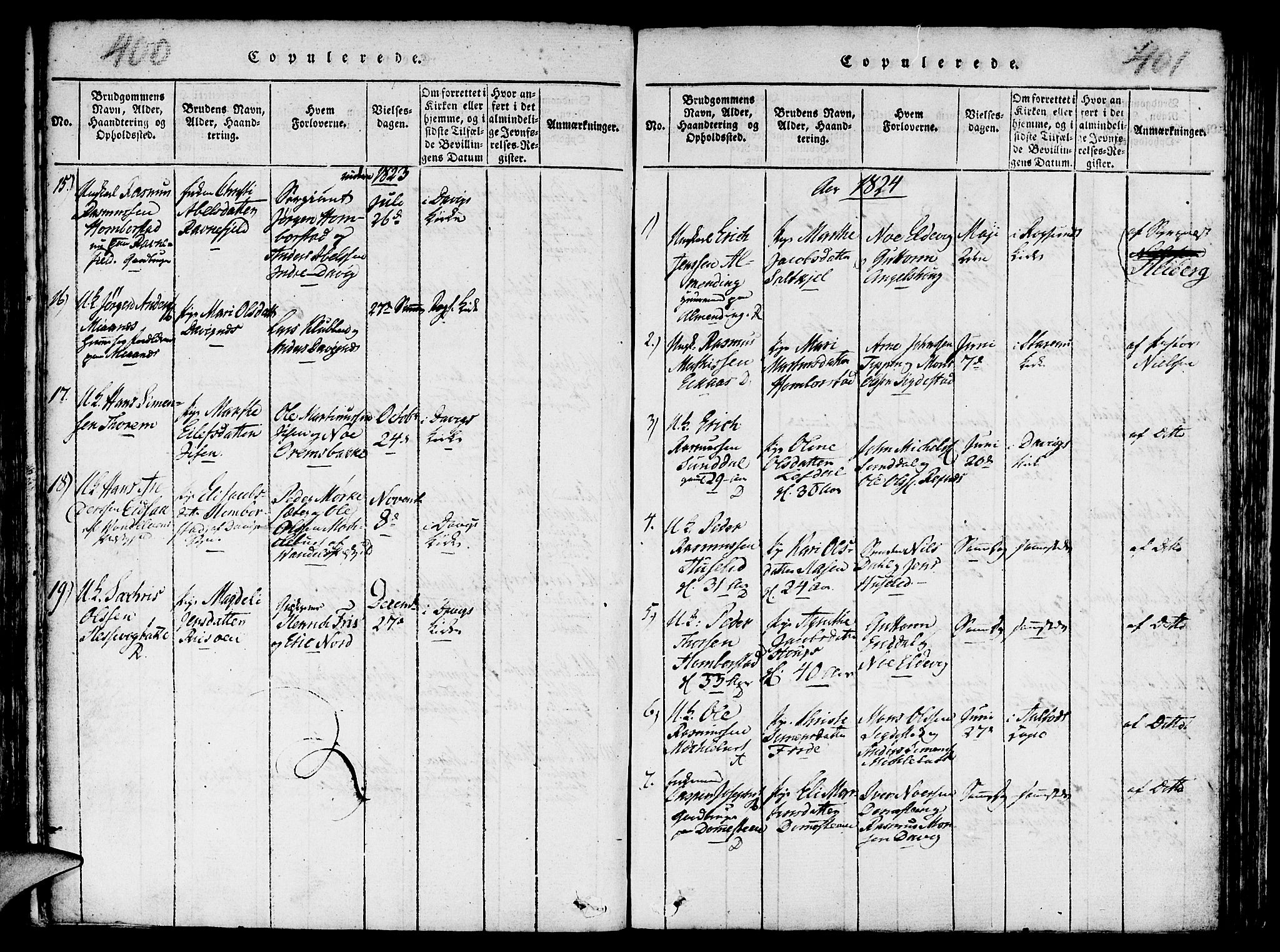 Davik sokneprestembete, AV/SAB-A-79701/H/Haa/Haaa/L0003: Parish register (official) no. A 3, 1816-1830, p. 400-401