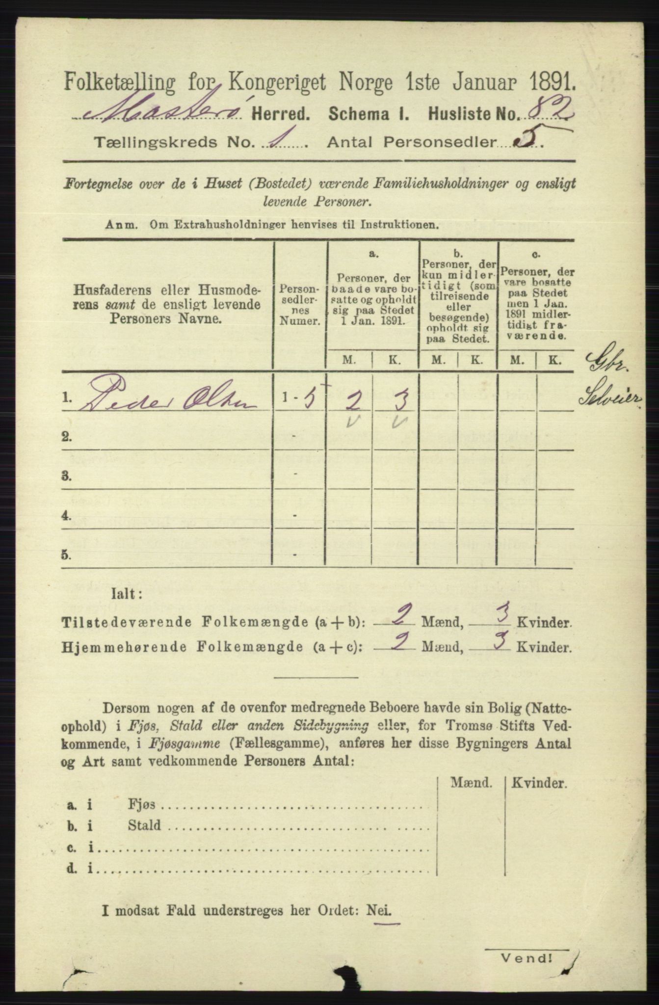 RA, 1891 census for 1143 Mosterøy, 1891, p. 96