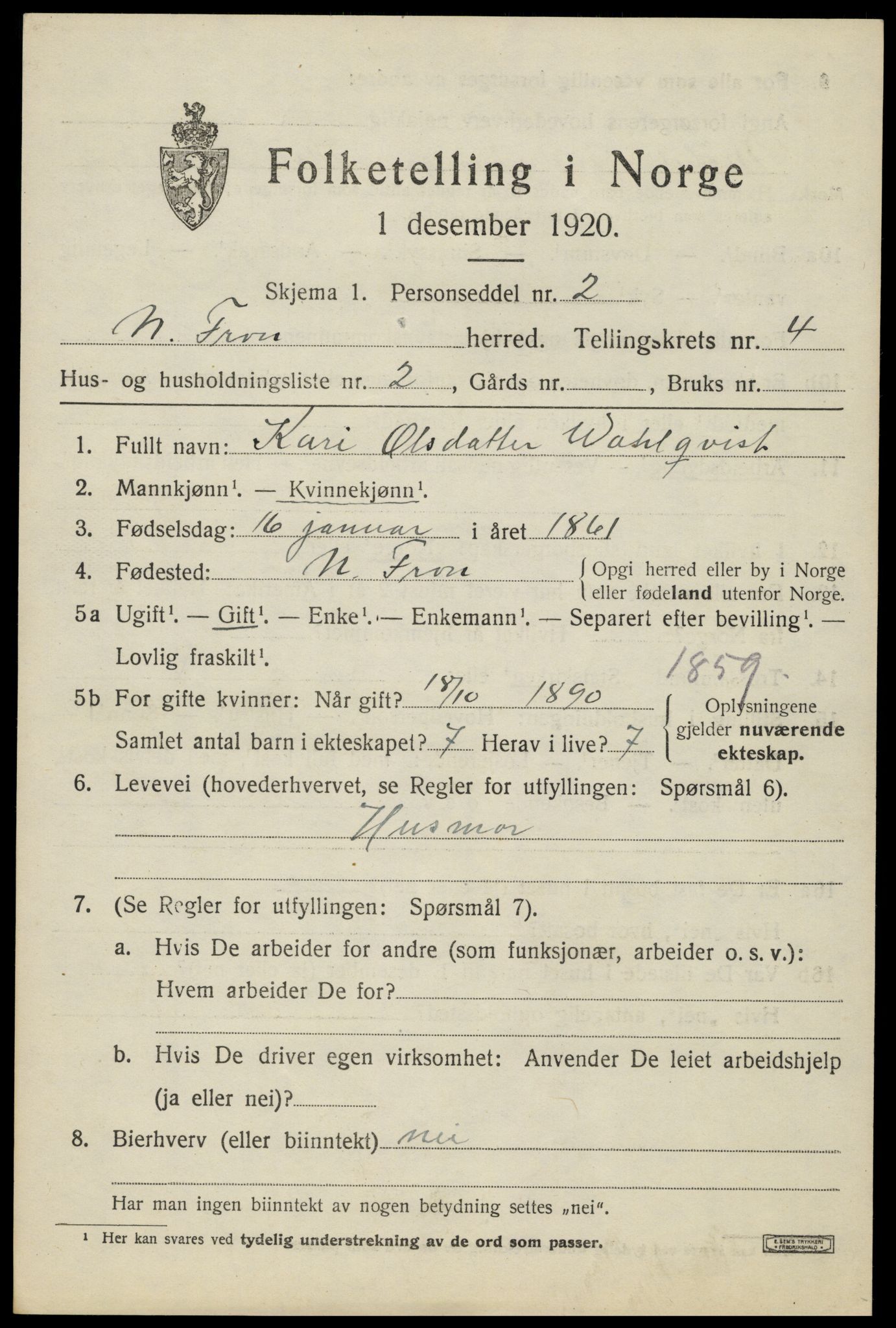 SAH, 1920 census for Nord-Fron, 1920, p. 4040