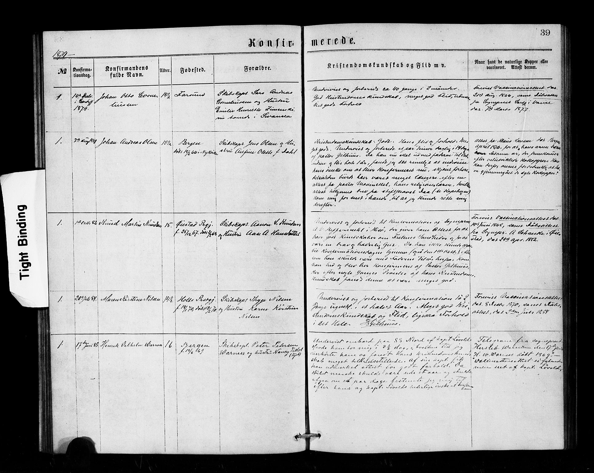 Den norske sjømannsmisjon i utlandet/Bristolhavnene(Cardiff-Swansea), SAB/SAB/PA-0102/H/Ha/Haa/L0001: Parish register (official) no. A 1, 1866-1887, p. 39