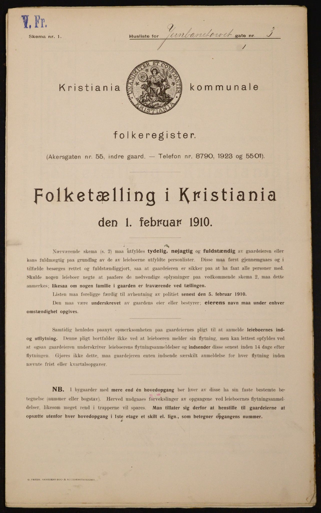 OBA, Municipal Census 1910 for Kristiania, 1910, p. 45604