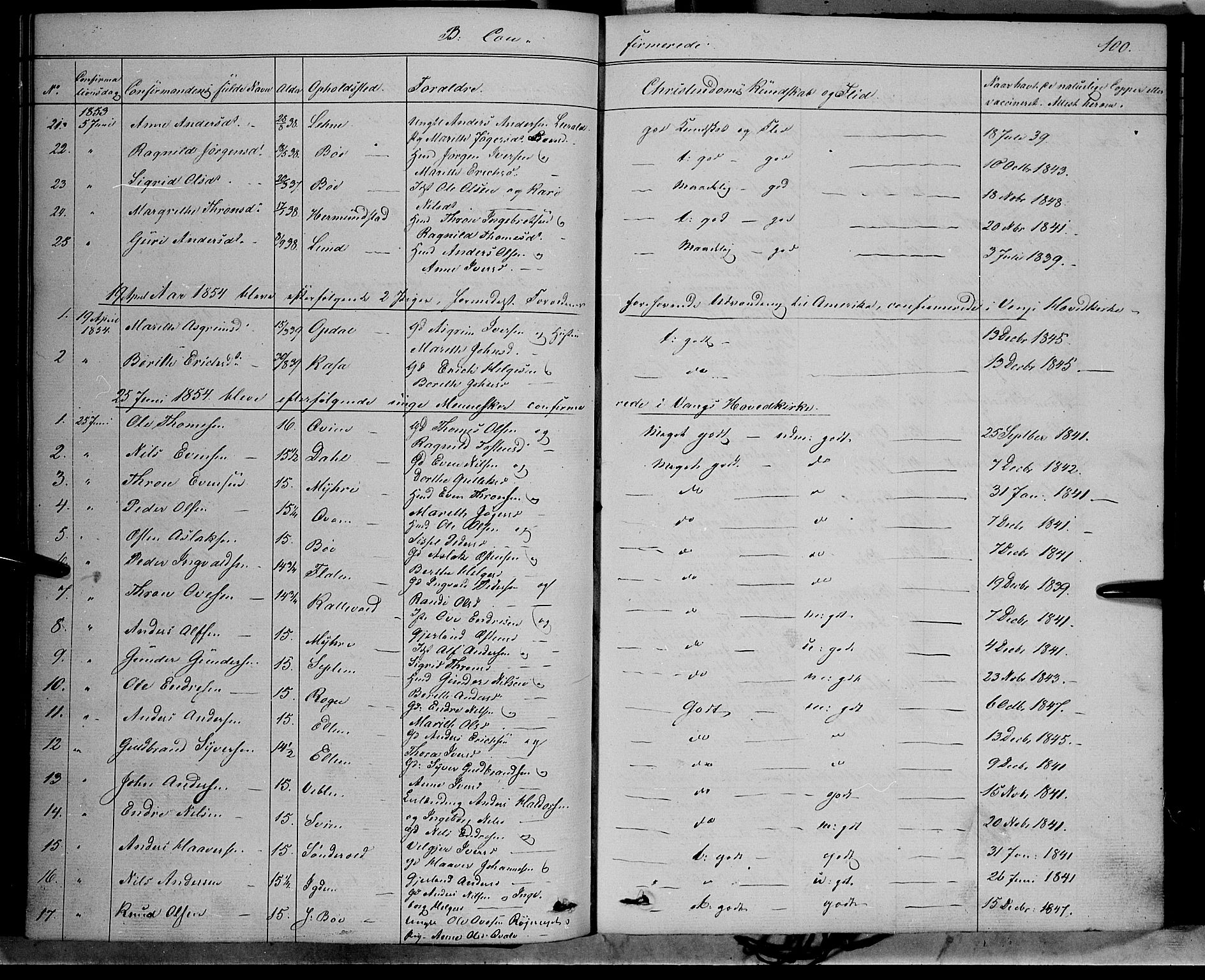 Vang prestekontor, Valdres, SAH/PREST-140/H/Ha/L0006: Parish register (official) no. 6, 1846-1864, p. 100