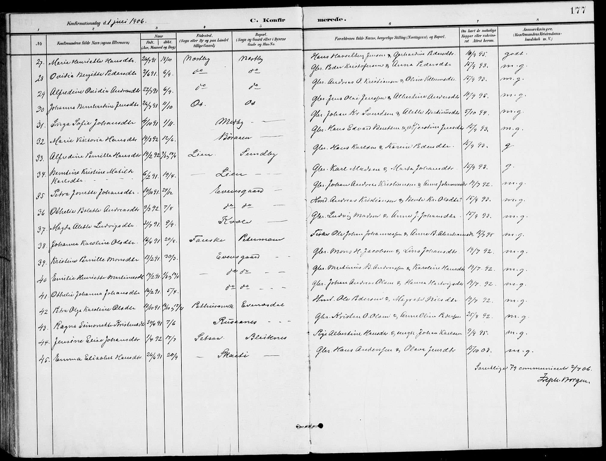 Ministerialprotokoller, klokkerbøker og fødselsregistre - Nordland, AV/SAT-A-1459/847/L0672: Parish register (official) no. 847A12, 1902-1919, p. 177