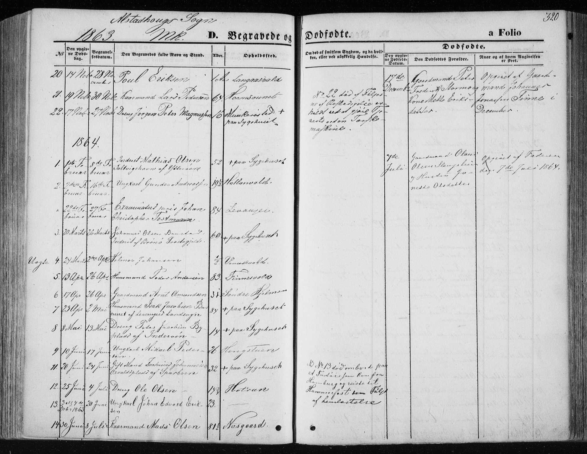 Ministerialprotokoller, klokkerbøker og fødselsregistre - Nord-Trøndelag, SAT/A-1458/717/L0157: Parish register (official) no. 717A08 /1, 1863-1877, p. 320