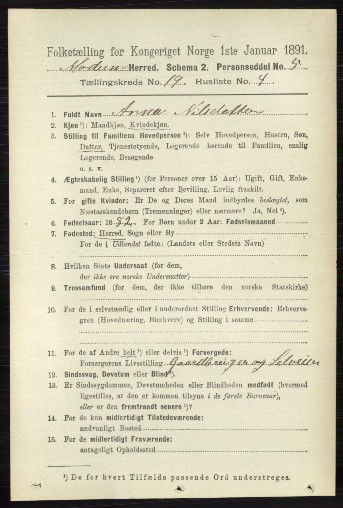 RA, 1891 census for 0623 Modum, 1891, p. 7628