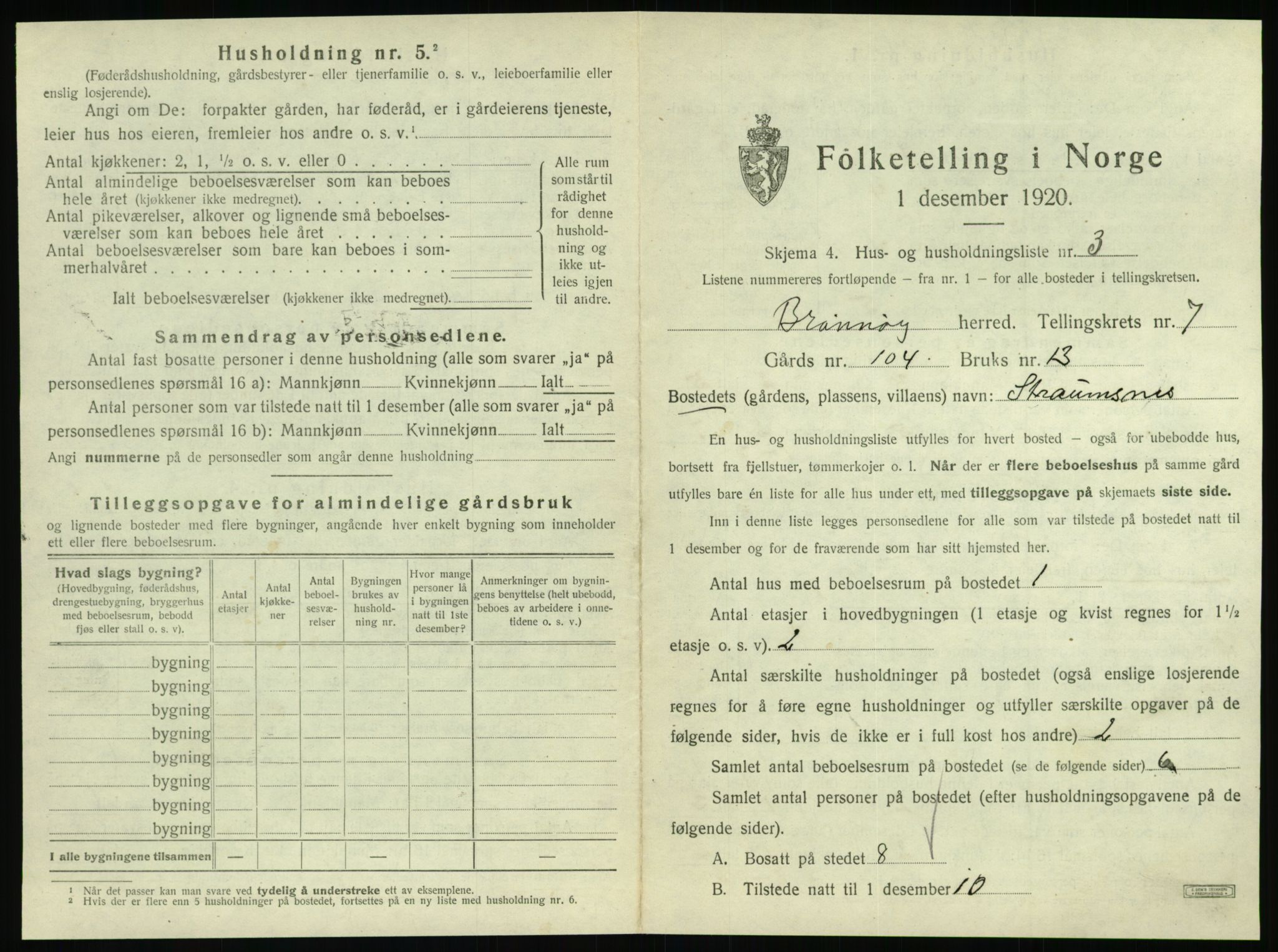 SAT, 1920 census for Brønnøy, 1920, p. 626