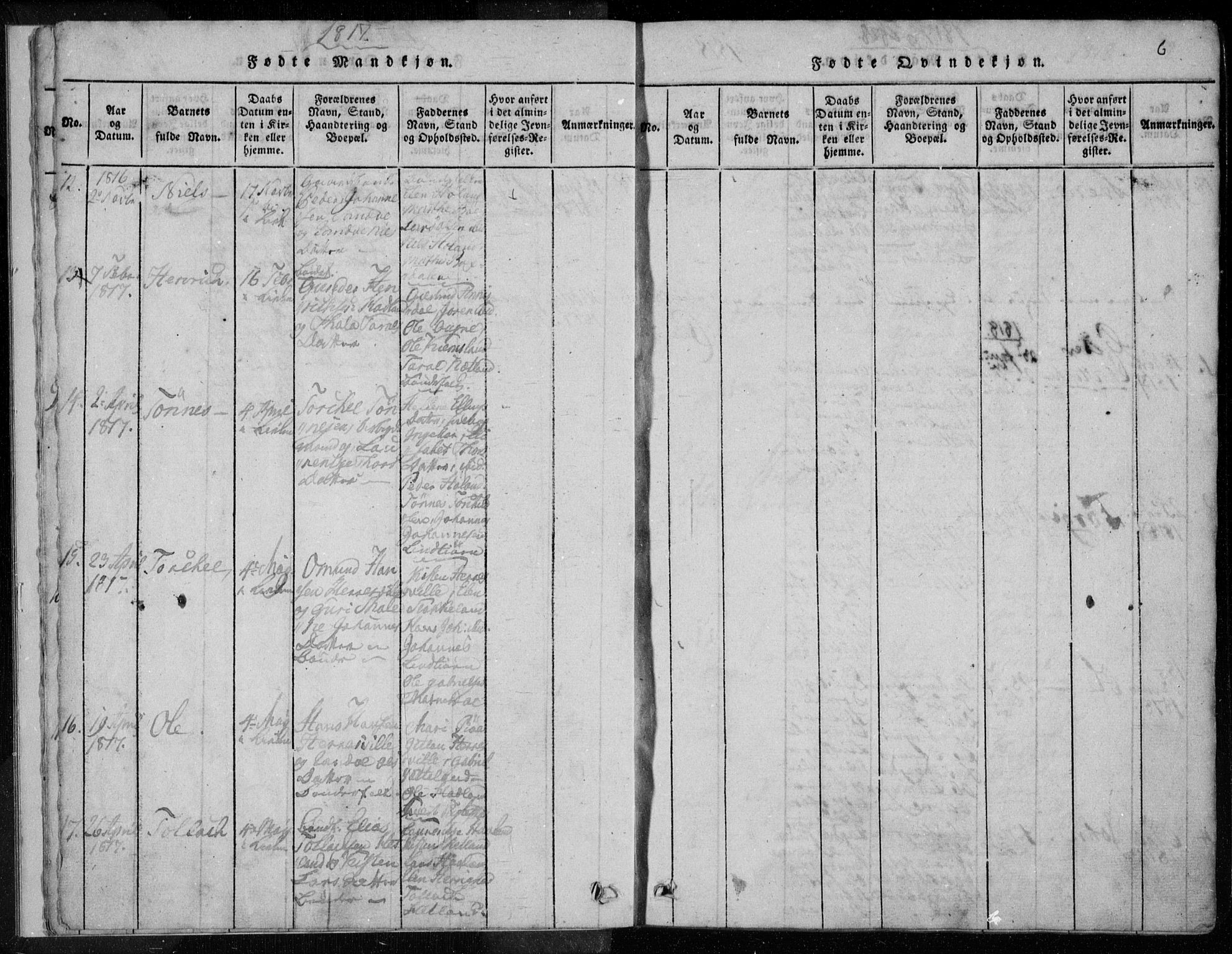 Eigersund sokneprestkontor, AV/SAST-A-101807/001/30/30BA/L0008: Parish register (official) no. A 8, 1816-1847, p. 6