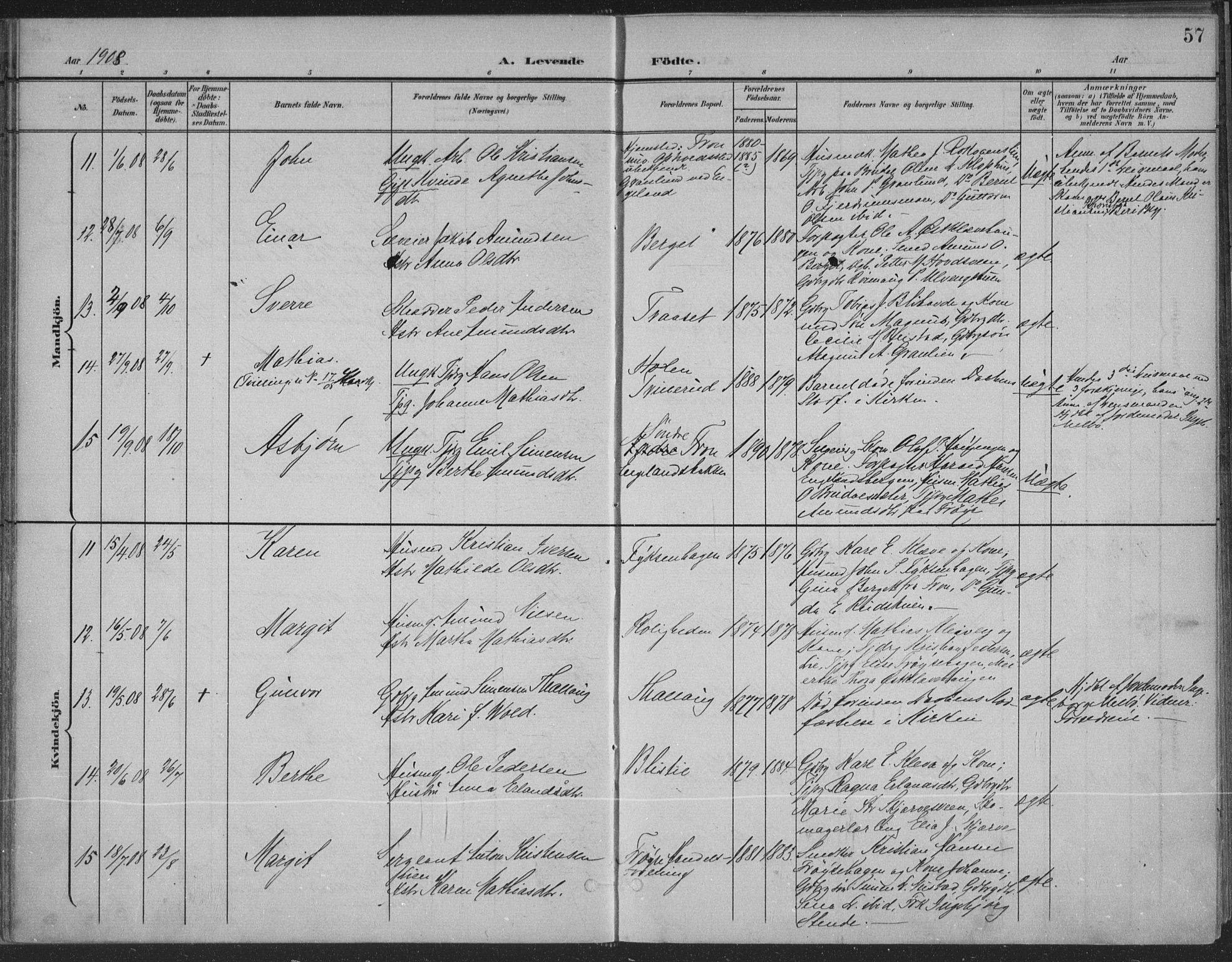 Østre Gausdal prestekontor, SAH/PREST-092/H/Ha/Haa/L0004: Parish register (official) no. 4, 1898-1914, p. 57