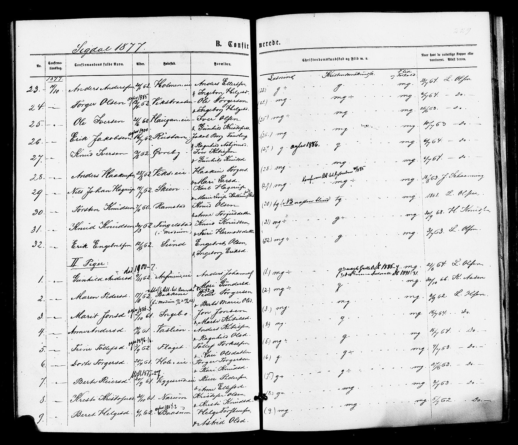 Sigdal kirkebøker, AV/SAKO-A-245/F/Fa/L0010: Parish register (official) no. I 10 /1, 1872-1878, p. 229