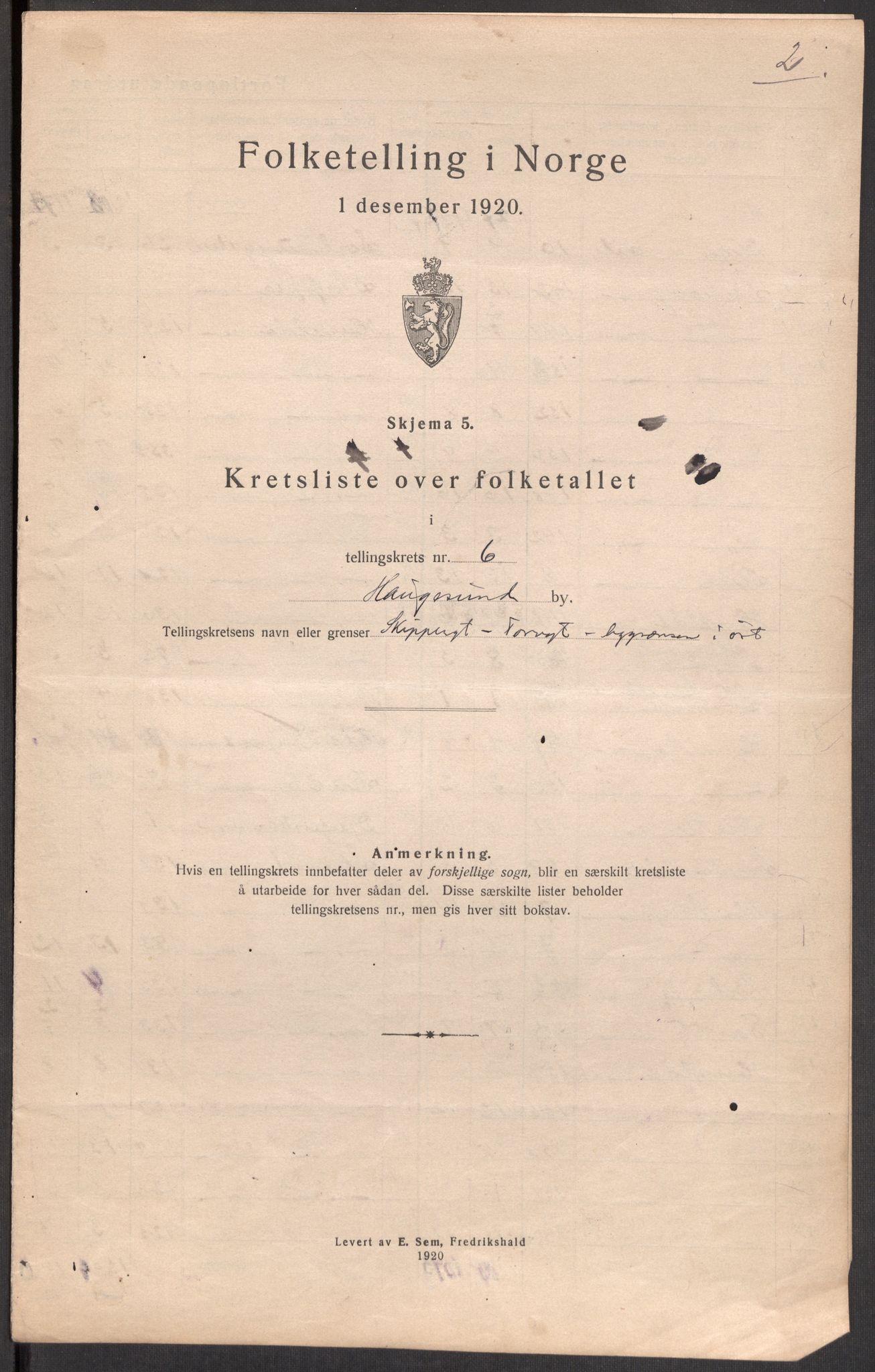 SAST, 1920 census for Haugesund, 1920, p. 30