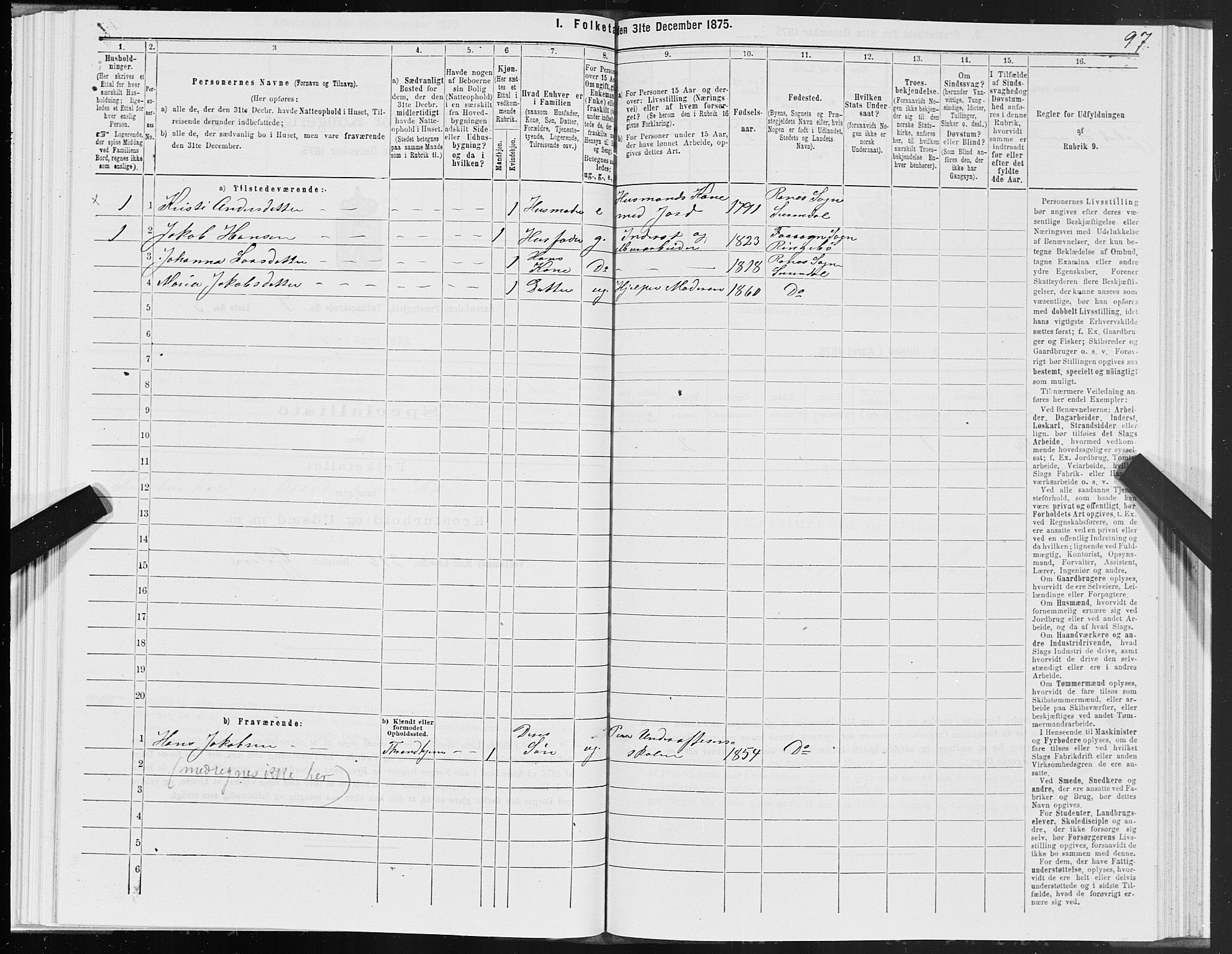 SAT, 1875 census for 1566P Surnadal, 1875, p. 3097