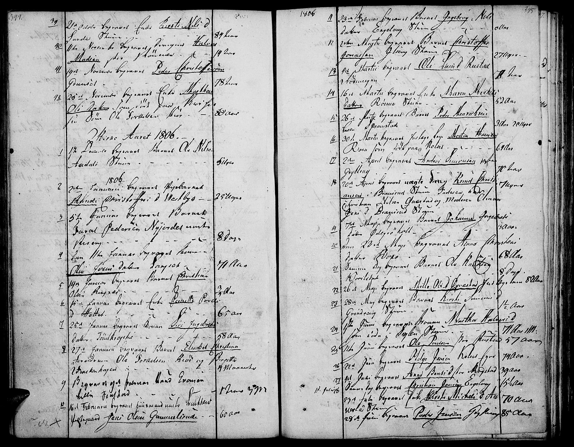 Løten prestekontor, SAH/PREST-022/K/Ka/L0004: Parish register (official) no. 4, 1801-1814, p. 344-345