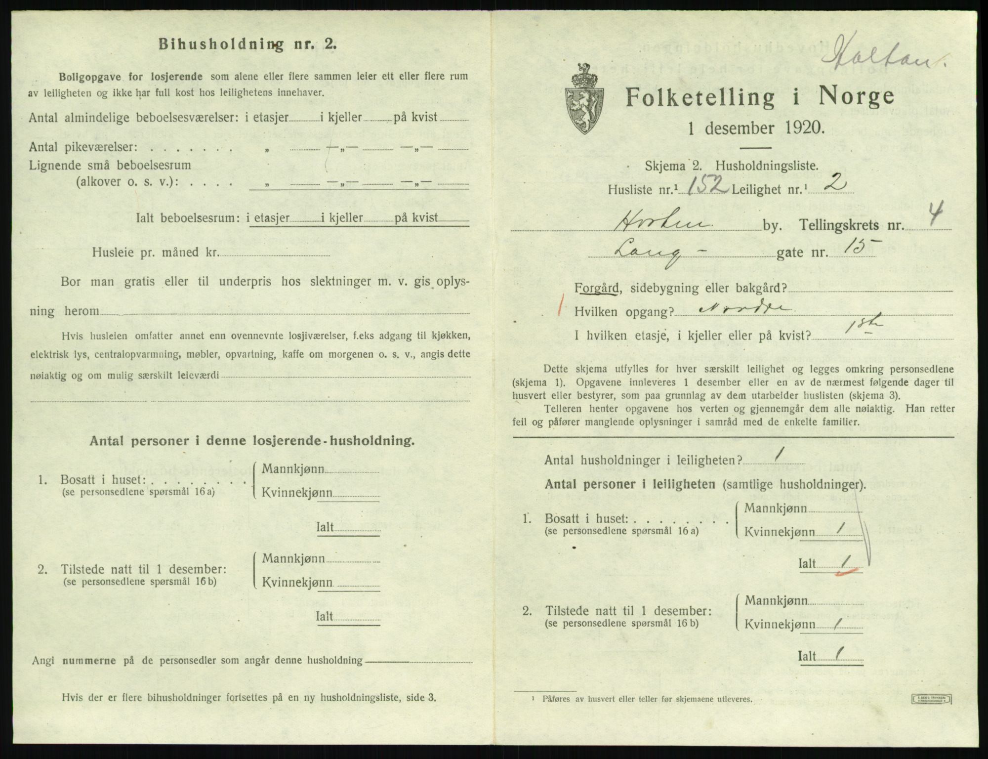 SAKO, 1920 census for Horten, 1920, p. 5585