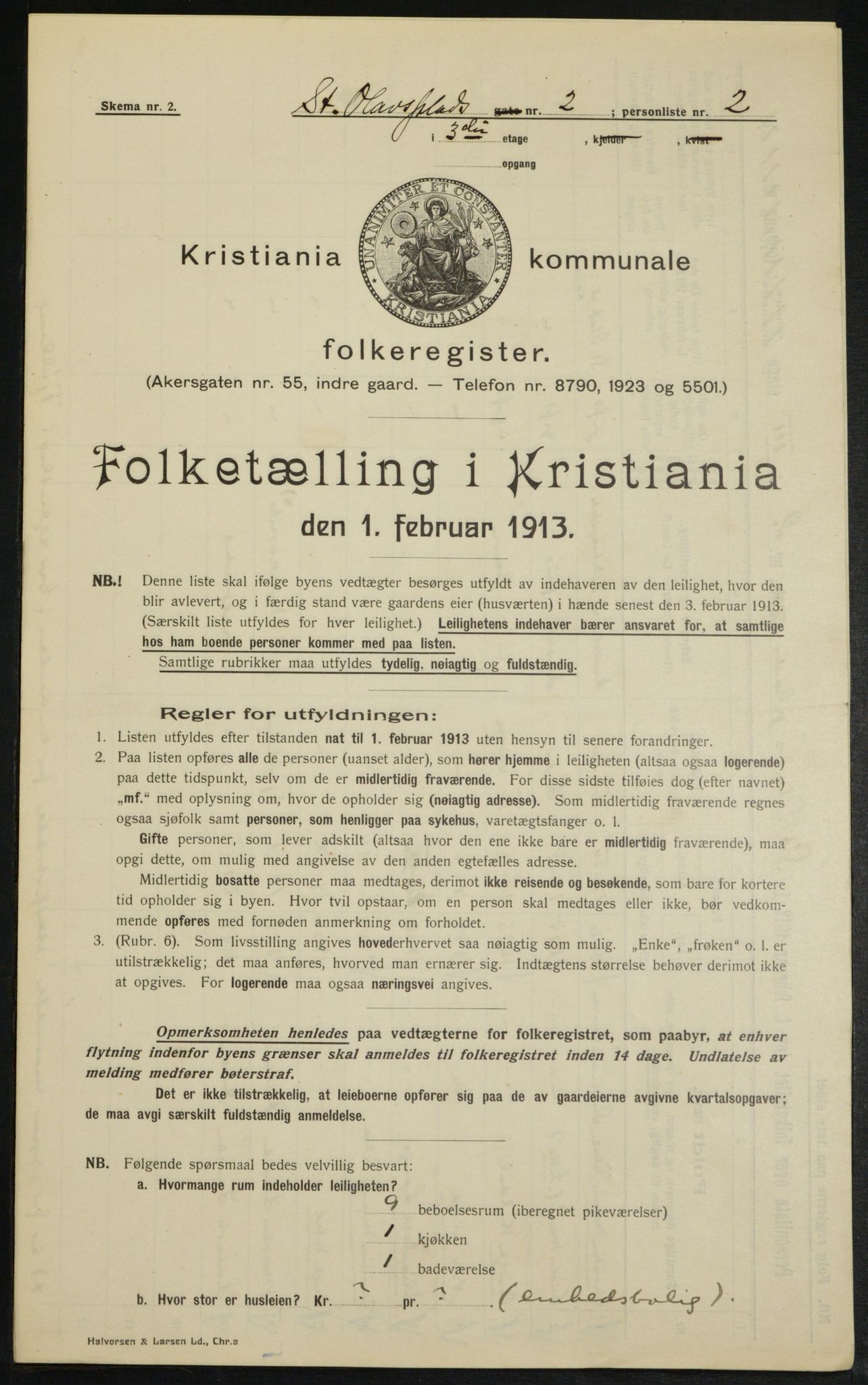 OBA, Municipal Census 1913 for Kristiania, 1913, p. 88378