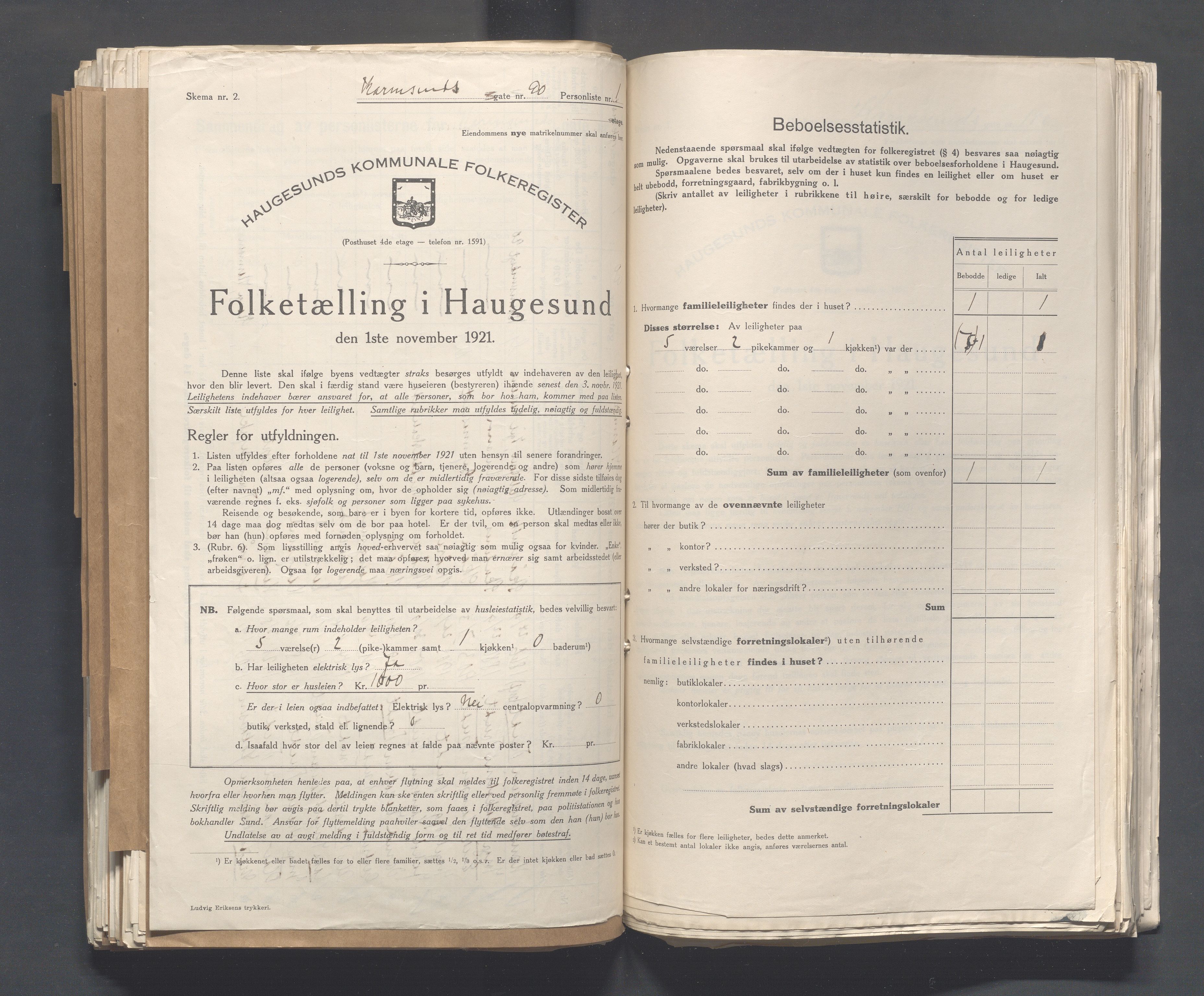 IKAR, Local census 1.11.1921 for Haugesund, 1921, p. 2446