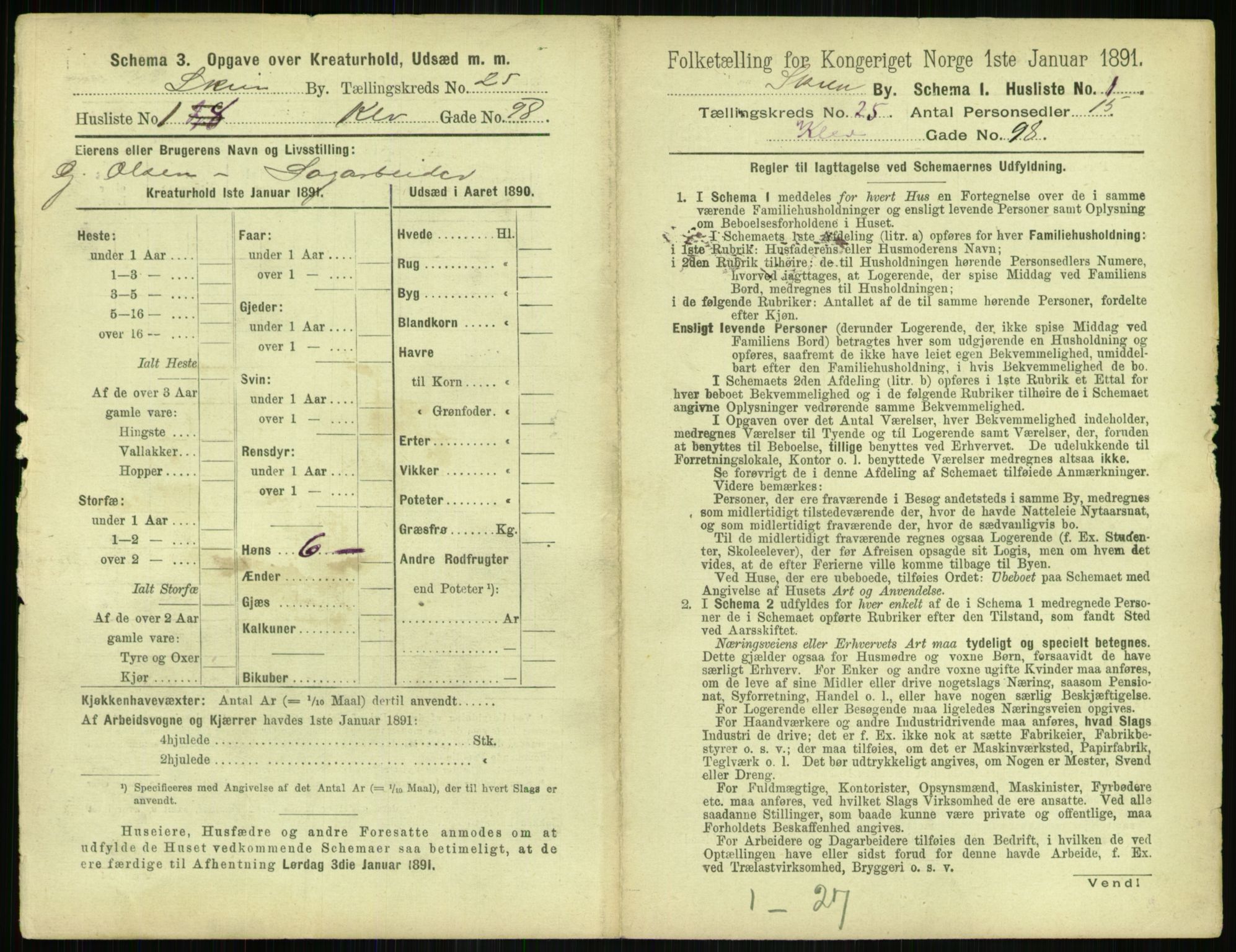 RA, 1891 census for 0806 Skien, 1891, p. 920