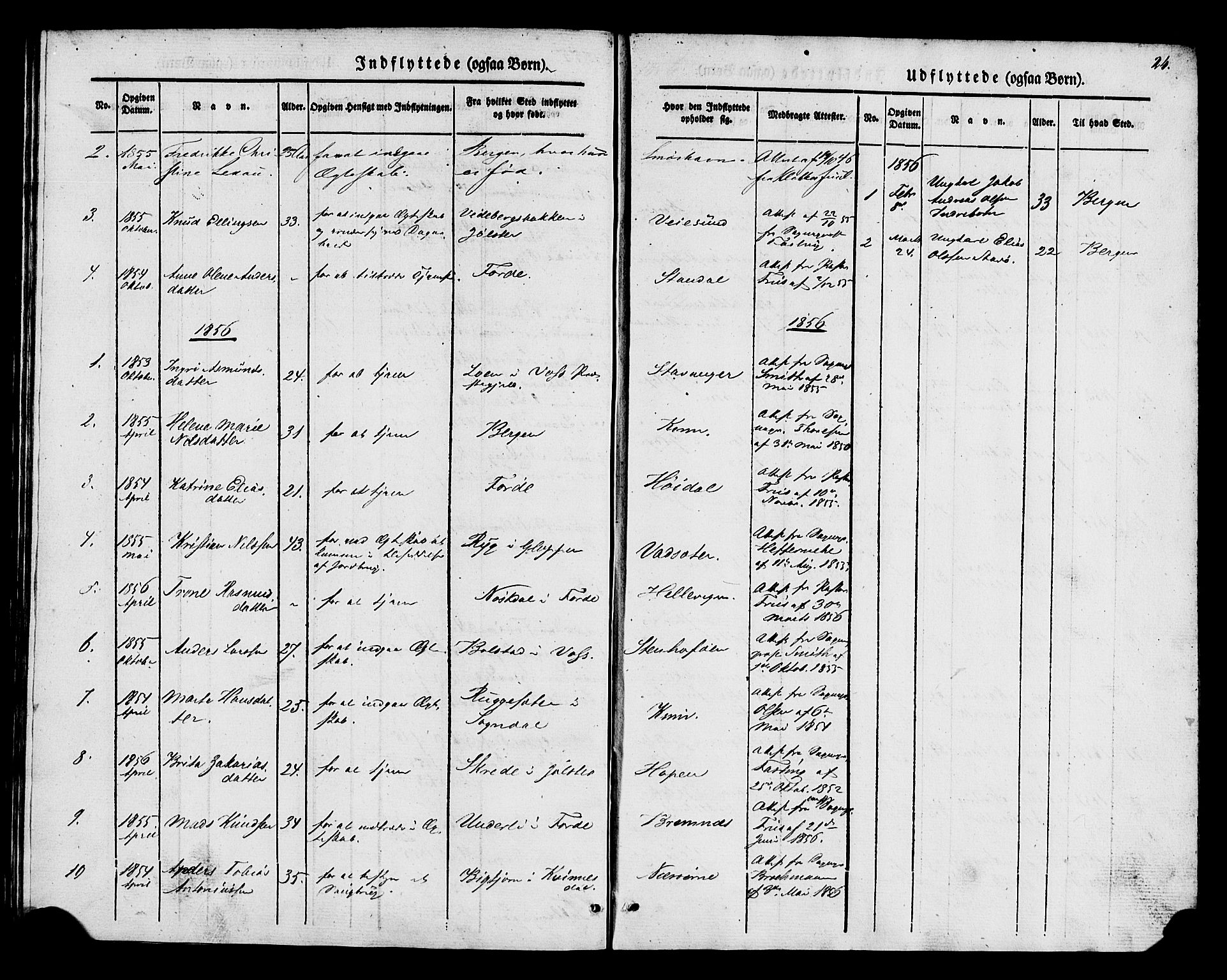 Kinn sokneprestembete, SAB/A-80801/H/Haa/Haaa/L0014: Parish register (official) no. A 14, 1841-1859, p. 24