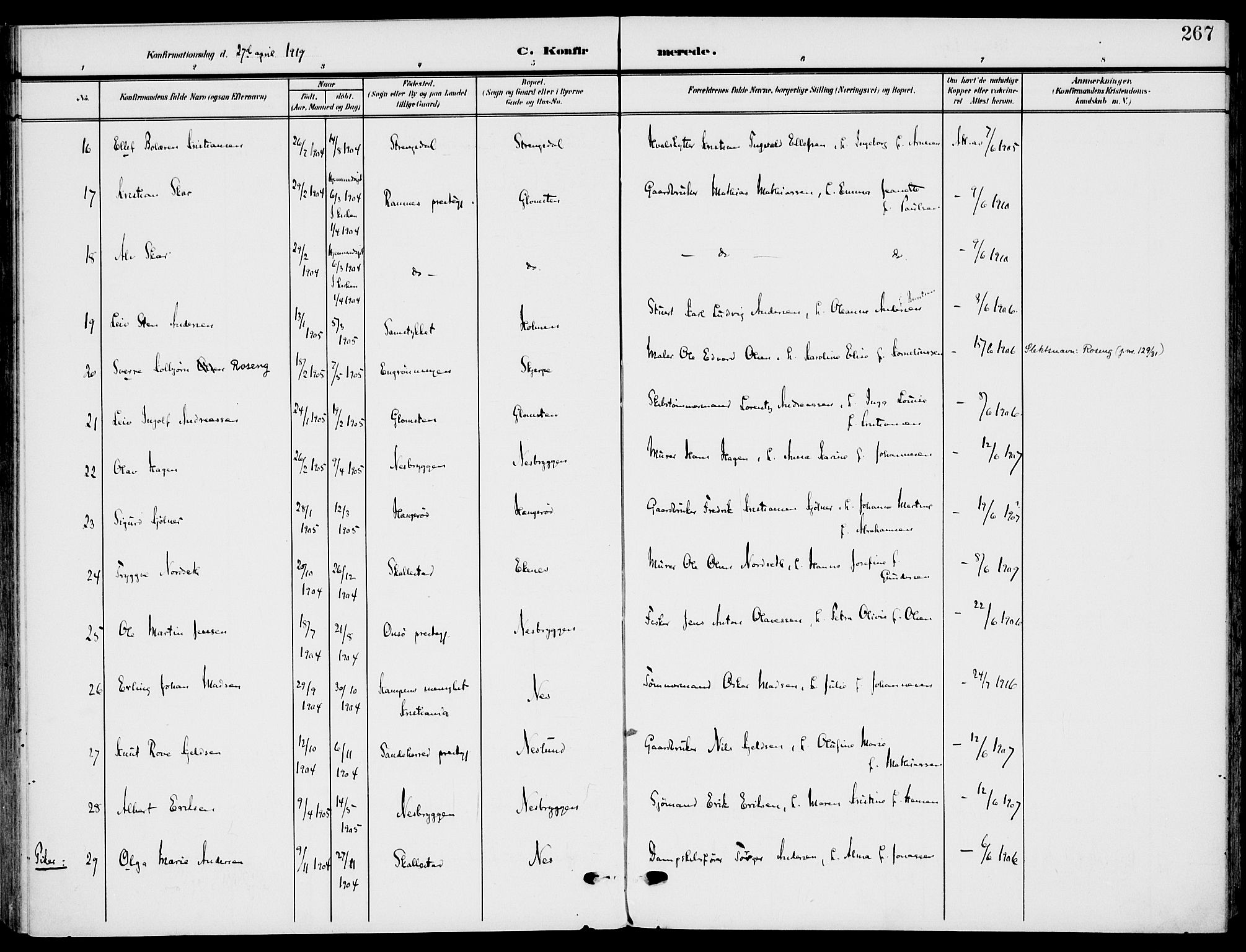 Nøtterøy kirkebøker, AV/SAKO-A-354/F/Fa/L0010: Parish register (official) no. I 10, 1908-1919, p. 267