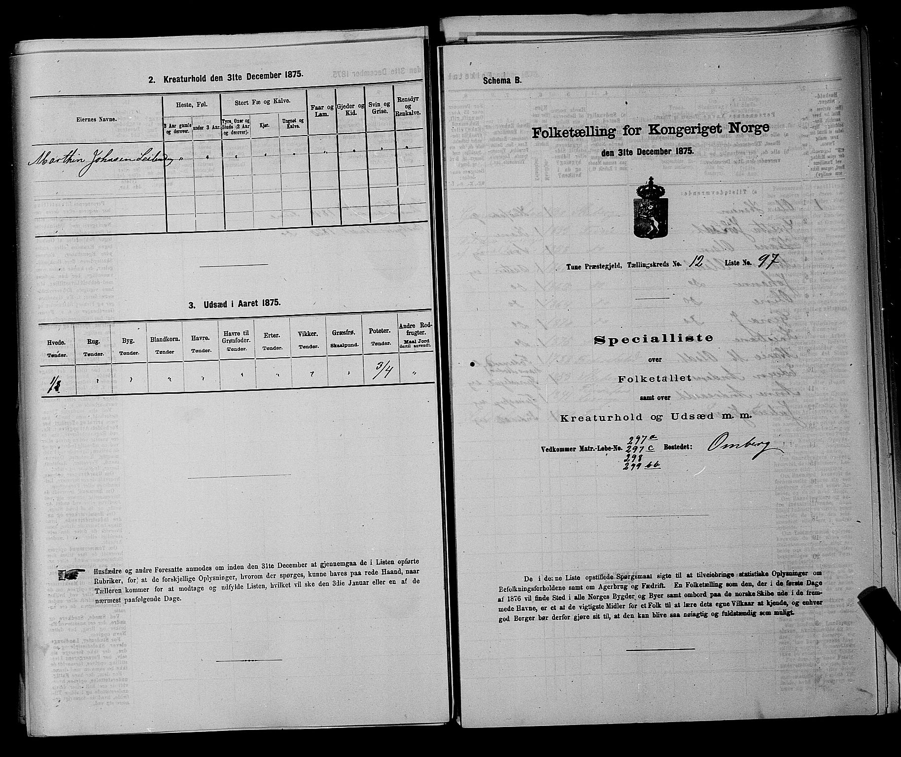 RA, 1875 census for 0130P Tune, 1875, p. 2067