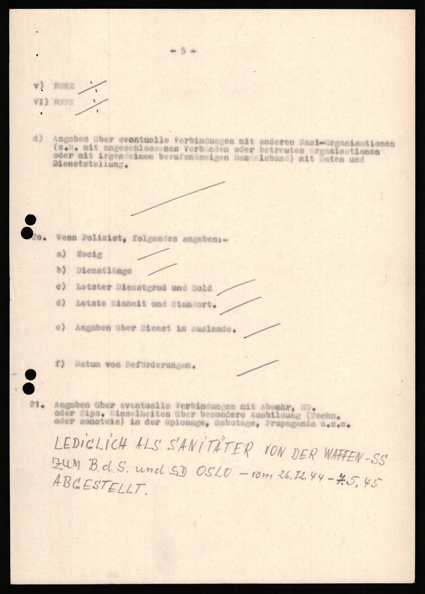 Forsvaret, Forsvarets overkommando II, AV/RA-RAFA-3915/D/Db/L0015: CI Questionaires. Tyske okkupasjonsstyrker i Norge. Tyskere., 1945-1946, p. 339