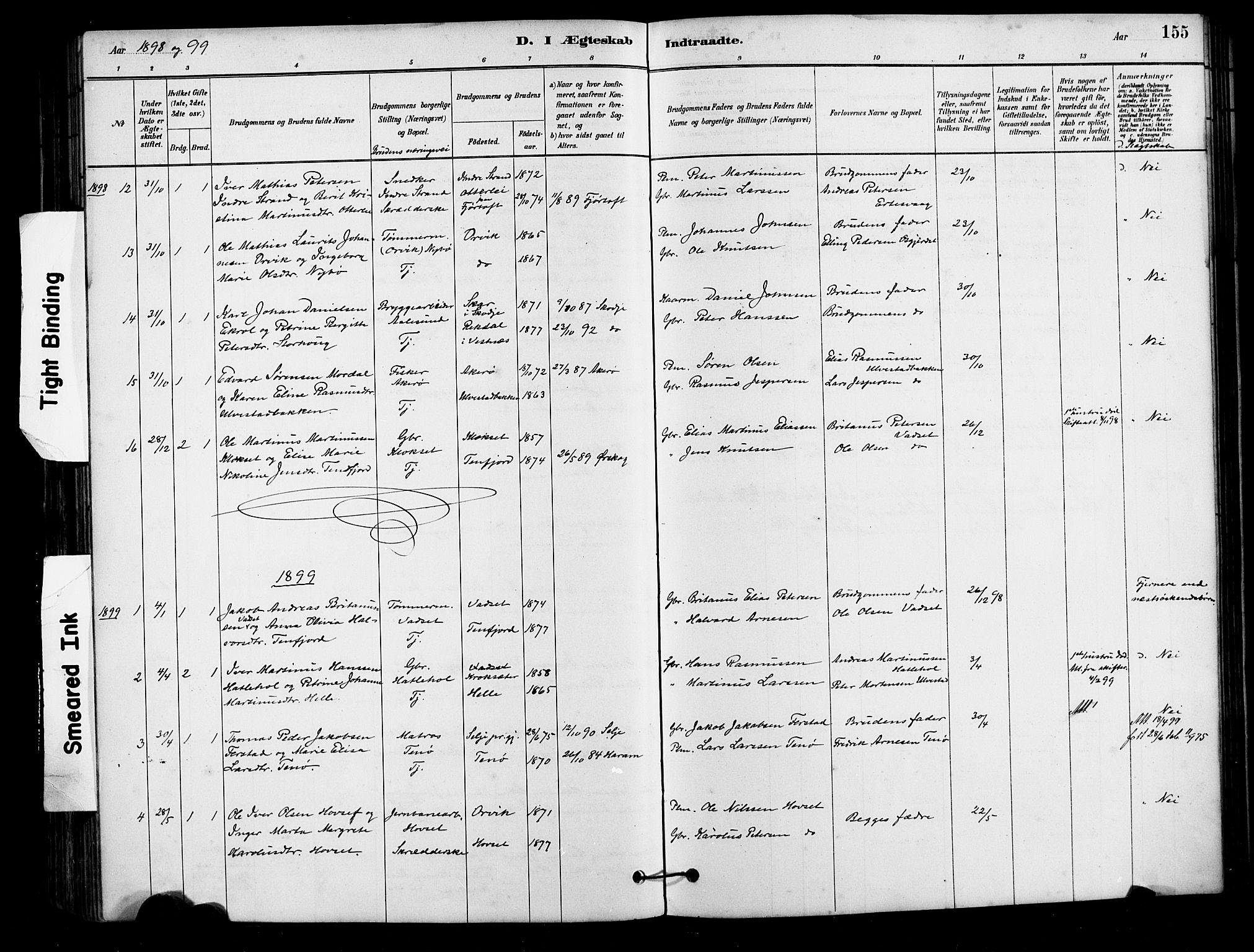 Ministerialprotokoller, klokkerbøker og fødselsregistre - Møre og Romsdal, AV/SAT-A-1454/525/L0376: Parish register (copy) no. 525C02, 1880-1902, p. 155