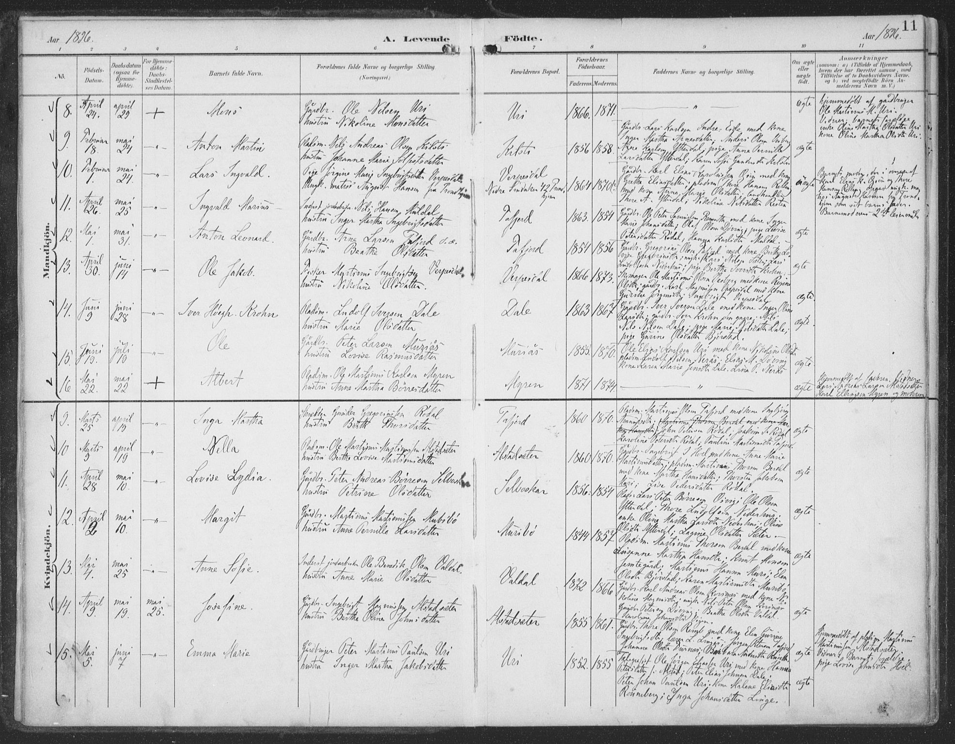 Ministerialprotokoller, klokkerbøker og fødselsregistre - Møre og Romsdal, AV/SAT-A-1454/519/L0256: Parish register (official) no. 519A15, 1895-1912, p. 11