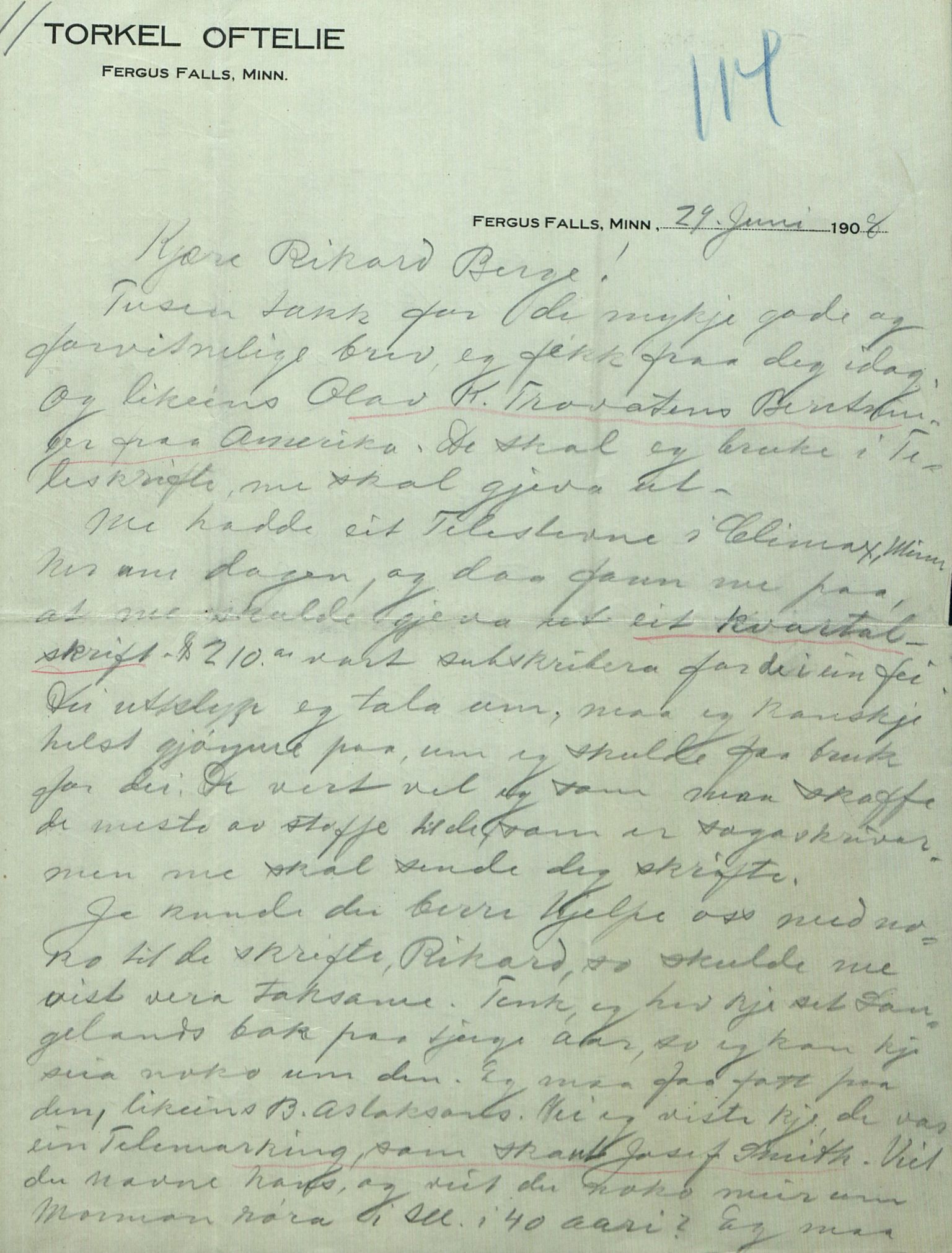 Rikard Berge, TEMU/TGM-A-1003/F/L0008/0012: 300-340 / 311 Brev, også viser og noen regler og rim. Skikker fra Valdres, 1913, p. 114