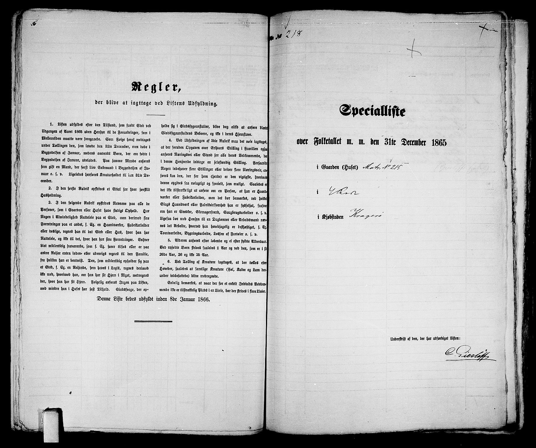 RA, 1865 census for Kragerø/Kragerø, 1865, p. 446