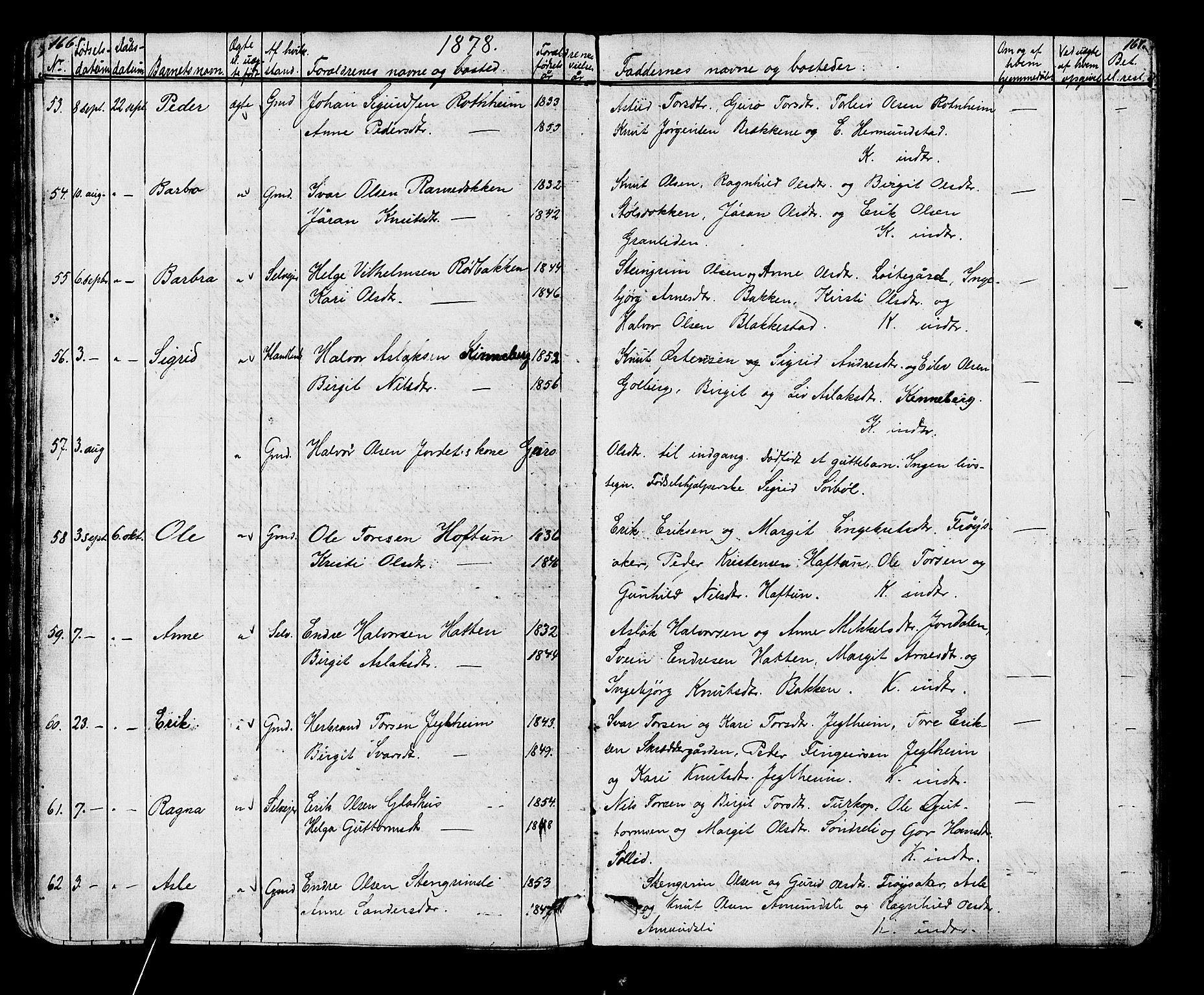 Gol kirkebøker, AV/SAKO-A-226/G/Ga/L0002: Parish register (copy) no. I 2, 1860-1887, p. 166-167