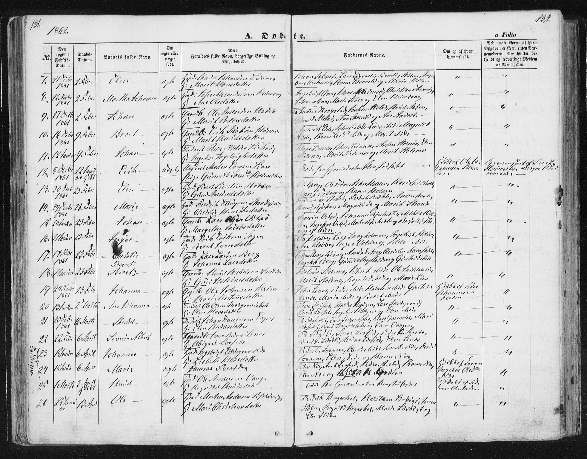 Ministerialprotokoller, klokkerbøker og fødselsregistre - Sør-Trøndelag, SAT/A-1456/630/L0494: Parish register (official) no. 630A07, 1852-1868, p. 131-132