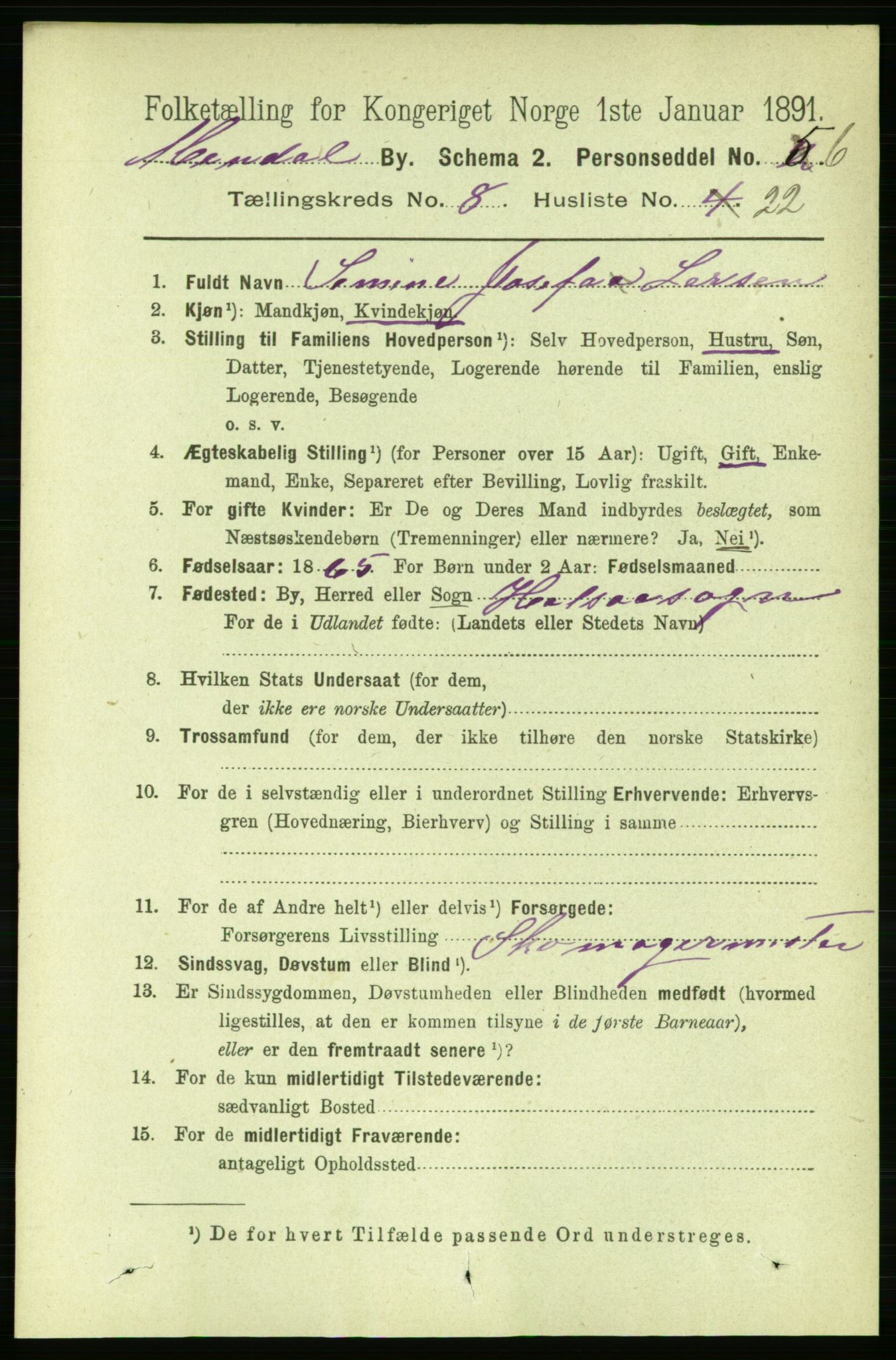 RA, 1891 census for 1002 Mandal, 1891, p. 2460