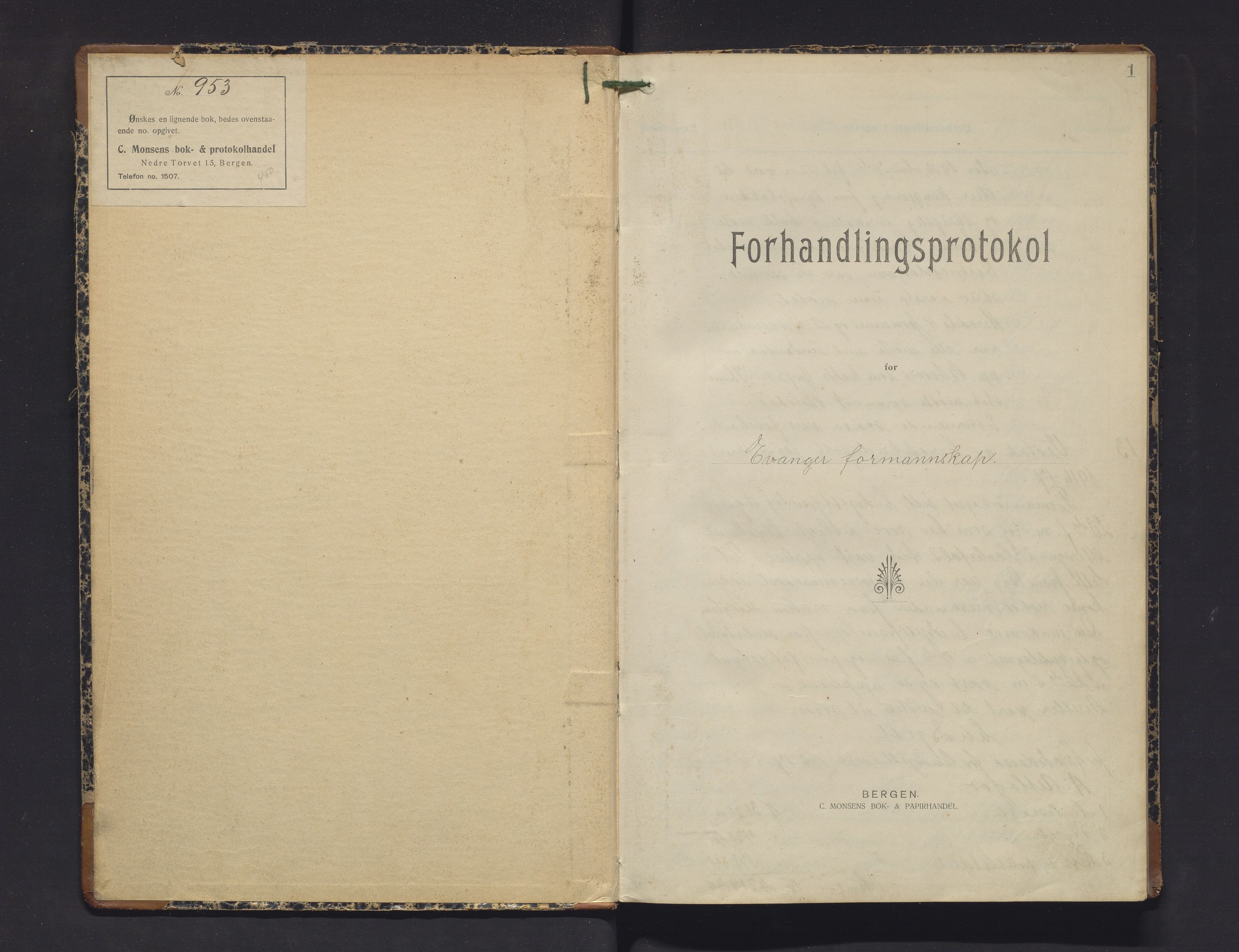 Evanger kommune. Formannskapet , IKAH/1237-021/A/Aa/L0004: Møtebok for formannskap og heradsstyre , 1916-1918, p. 1