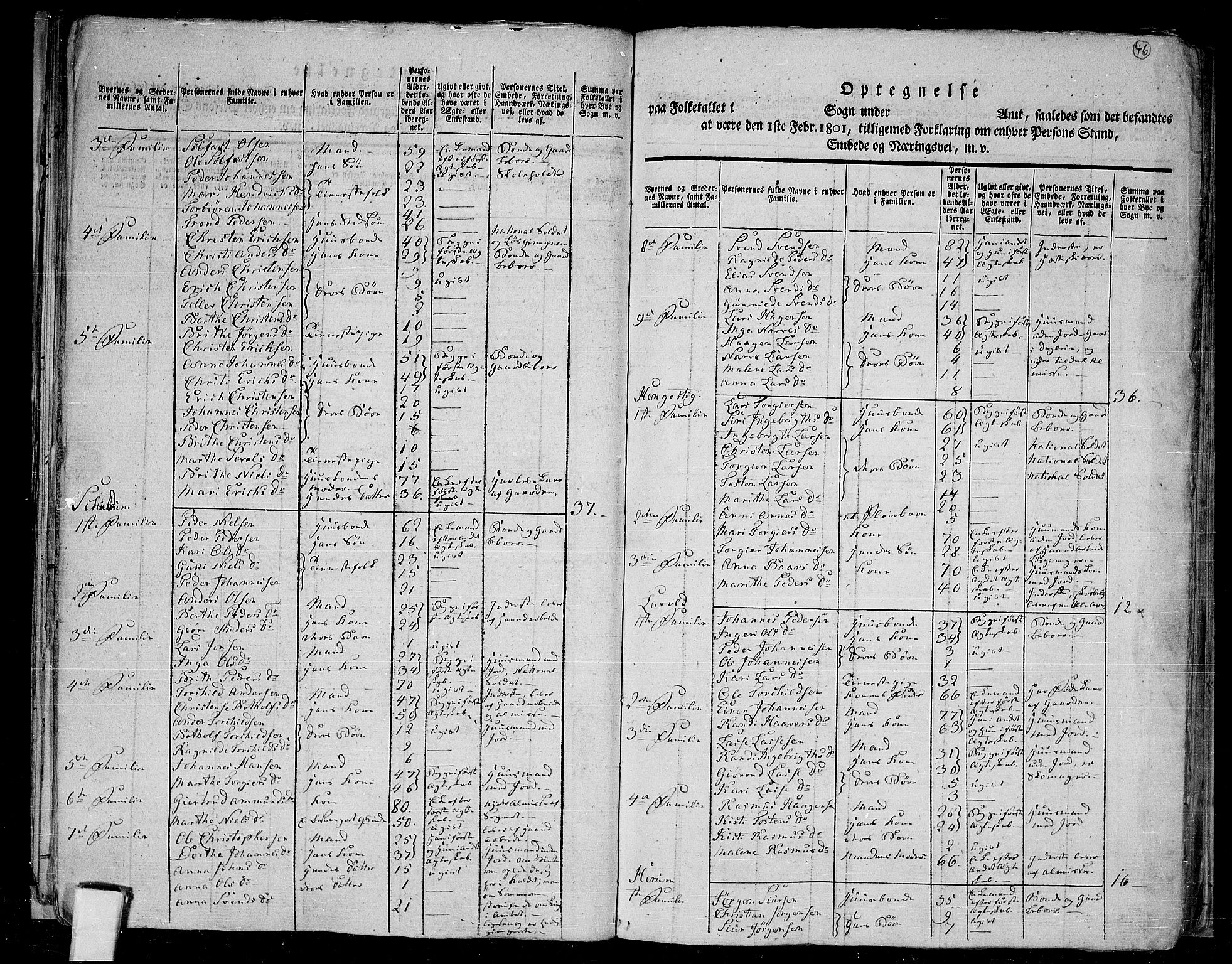 RA, 1801 census for 1426P Luster, 1801, p. 45b-46a