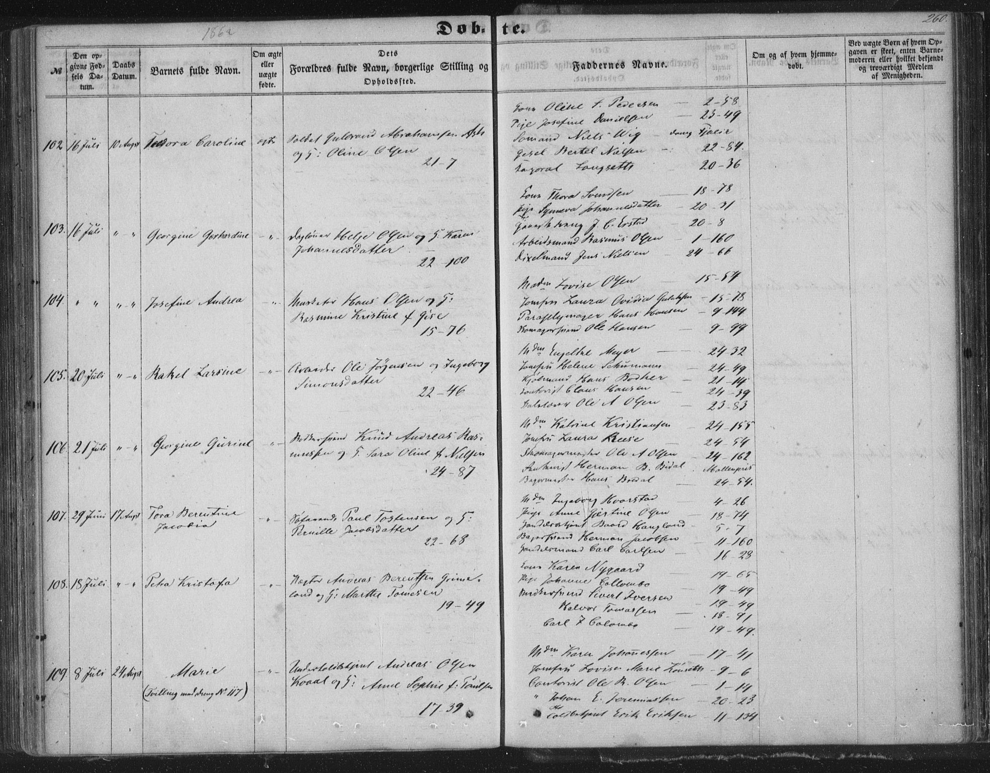 Korskirken sokneprestembete, AV/SAB-A-76101/H/Haa/L0018: Parish register (official) no. B 4, 1857-1866, p. 260