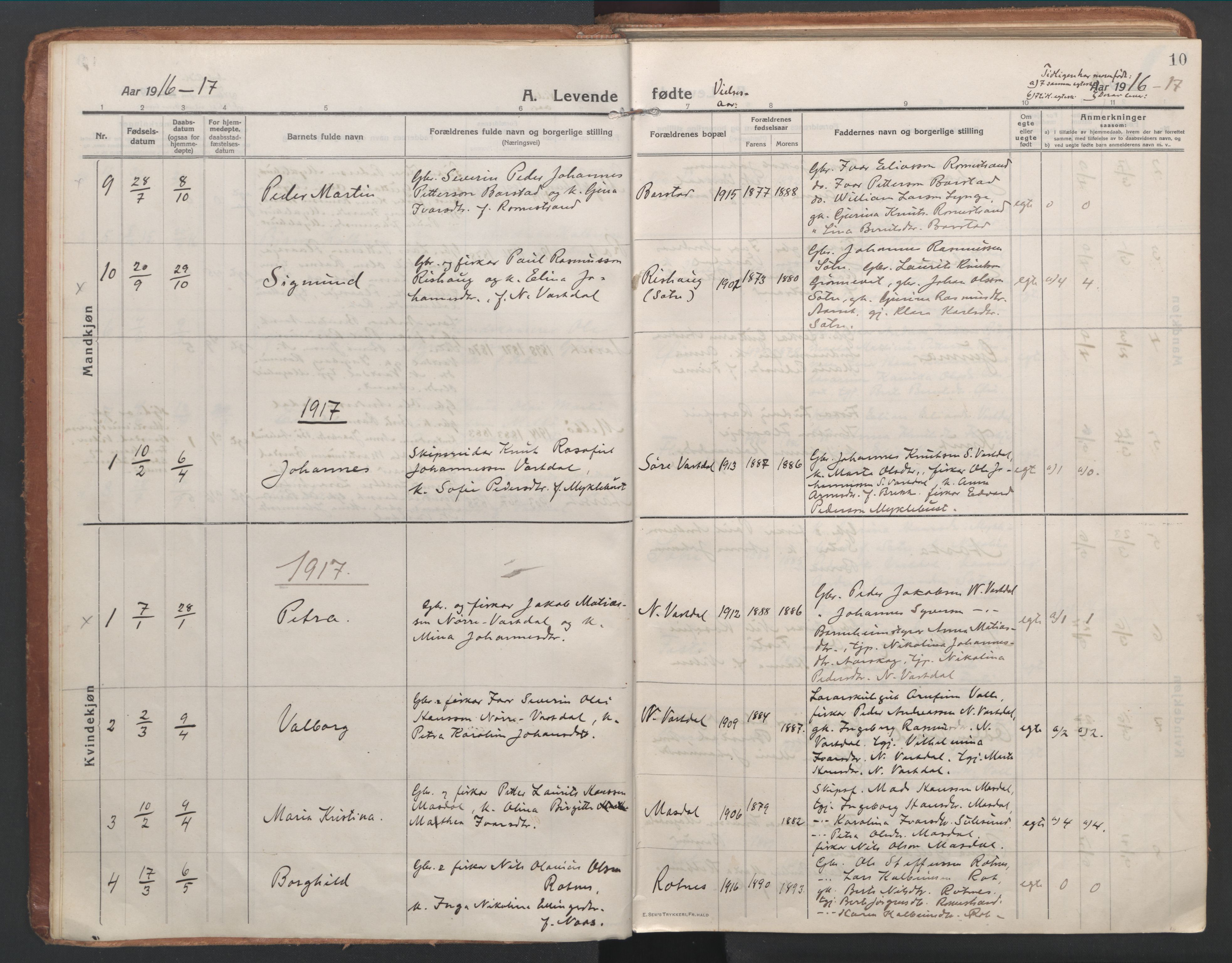 Ministerialprotokoller, klokkerbøker og fødselsregistre - Møre og Romsdal, AV/SAT-A-1454/514/L0200: Parish register (official) no. 514A02, 1913-1943, p. 10