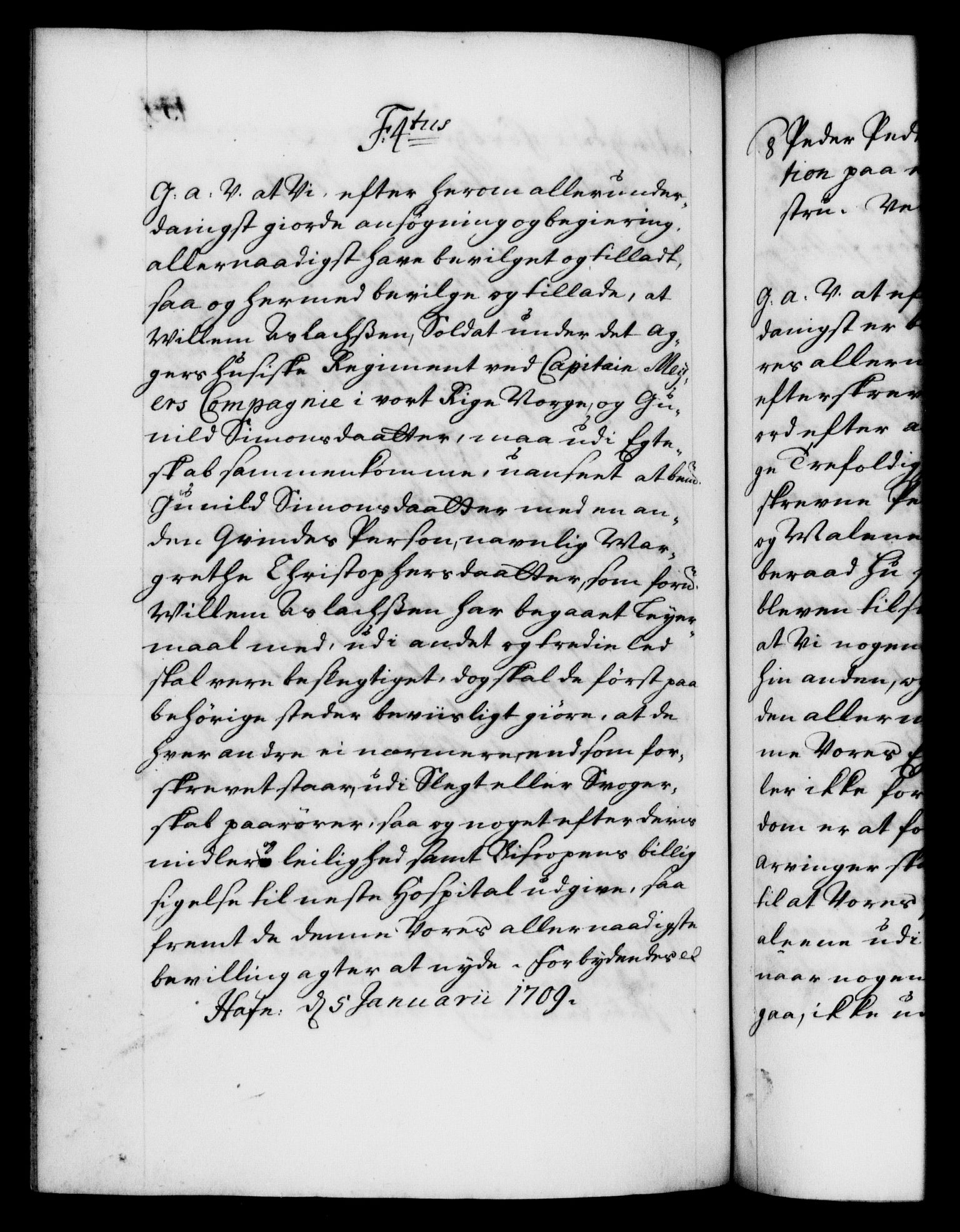 Danske Kanselli 1572-1799, RA/EA-3023/F/Fc/Fca/Fcaa/L0020: Norske registre, 1708-1711, p. 154b