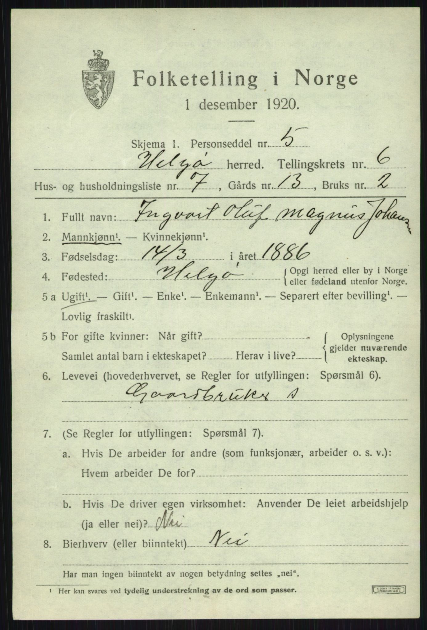 SATØ, 1920 census for Helgøy, 1920, p. 2338