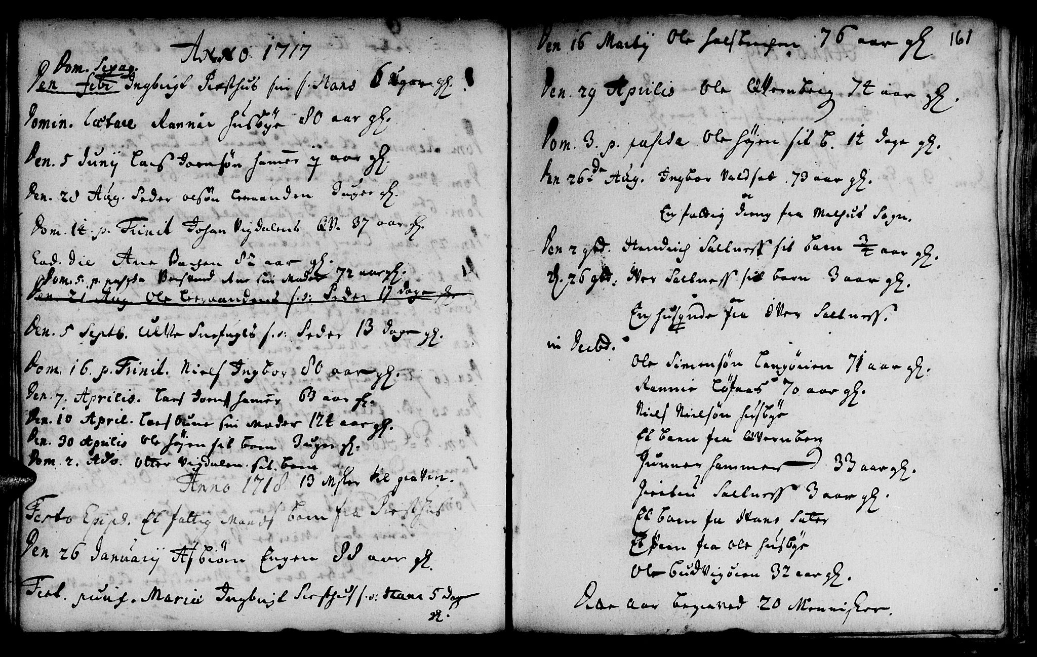 Ministerialprotokoller, klokkerbøker og fødselsregistre - Sør-Trøndelag, SAT/A-1456/666/L0783: Parish register (official) no. 666A01, 1702-1753, p. 161
